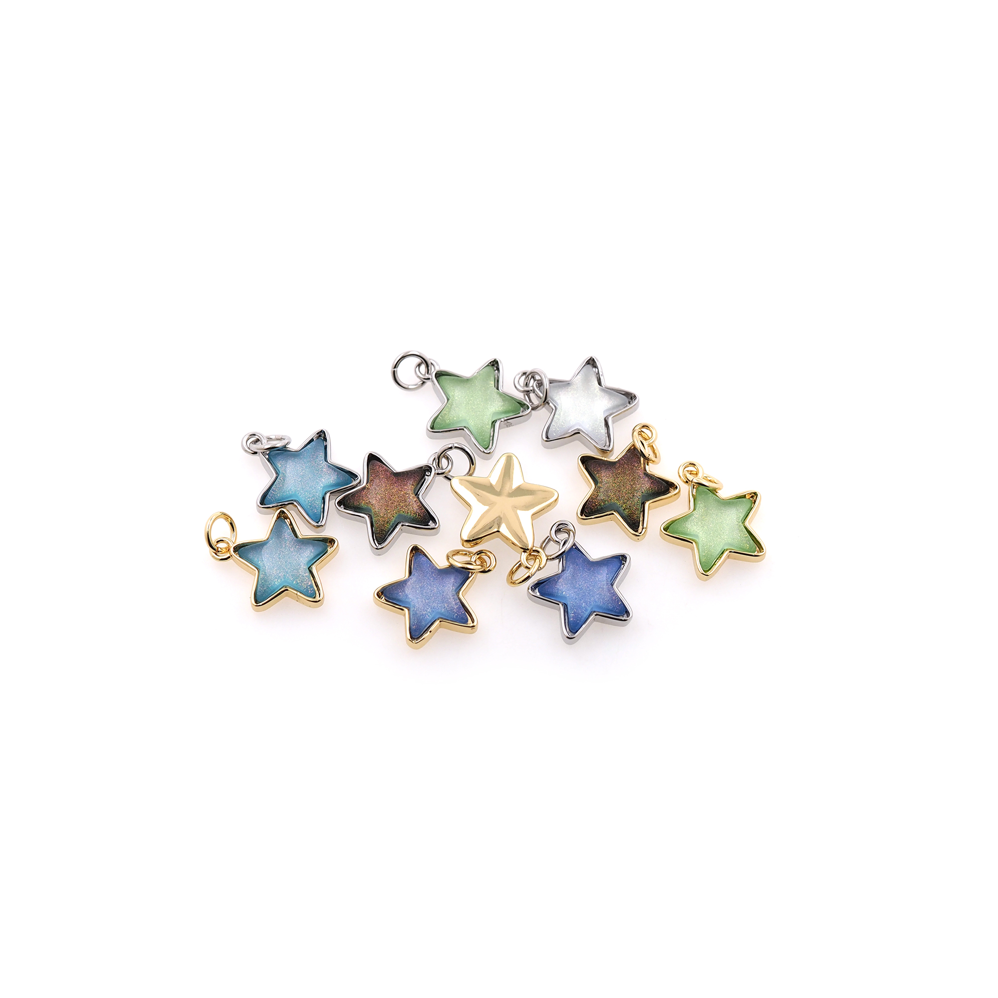 18K Gold Filled Star Pendant,Celestial Charm Earrings Necklace for DIY Jewelry Making Supply