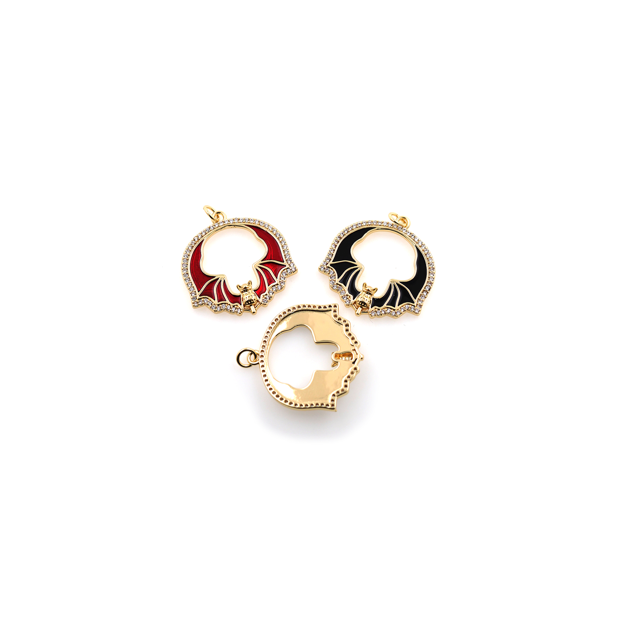 18K Gold Filled Bat Pendant,Enamel Bat Charm Earrings Necklace for DIY Jewelry Making Supply