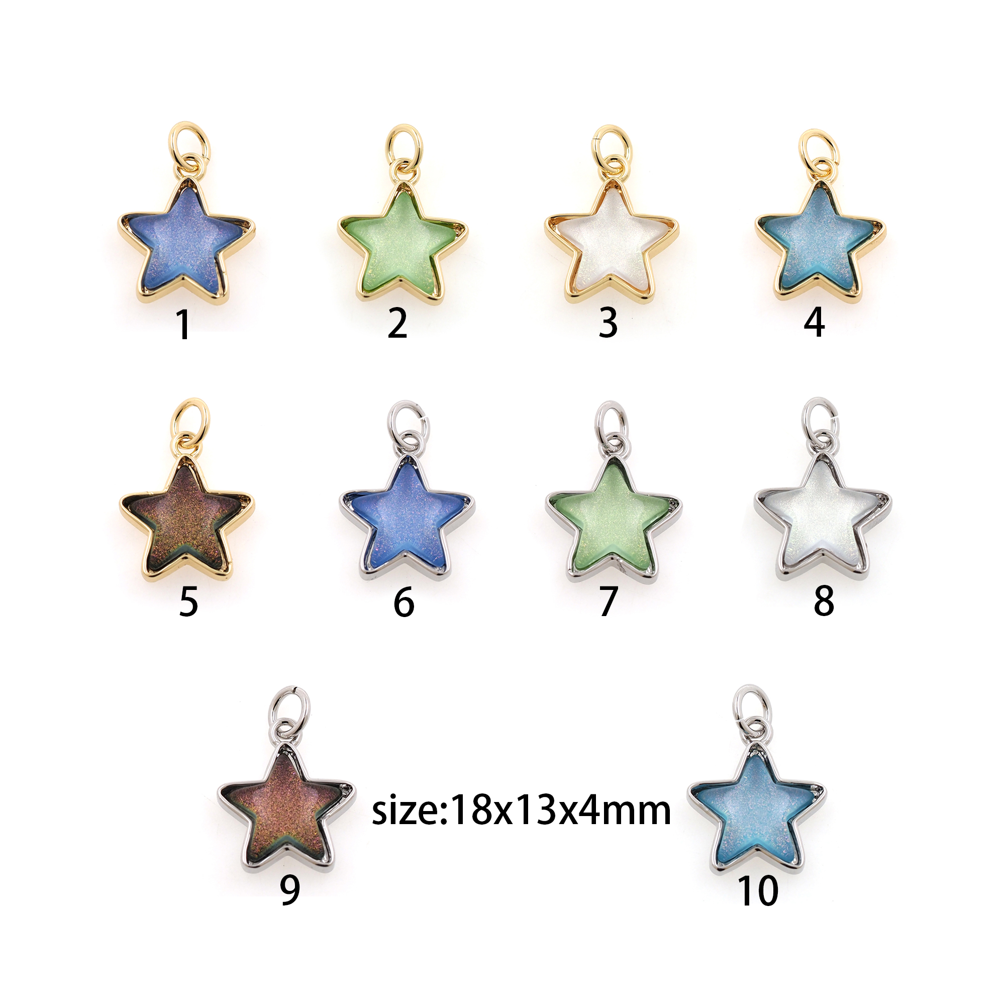18K Gold Filled Star Pendant,Celestial Charm Earrings Necklace for DIY Jewelry Making Supply
