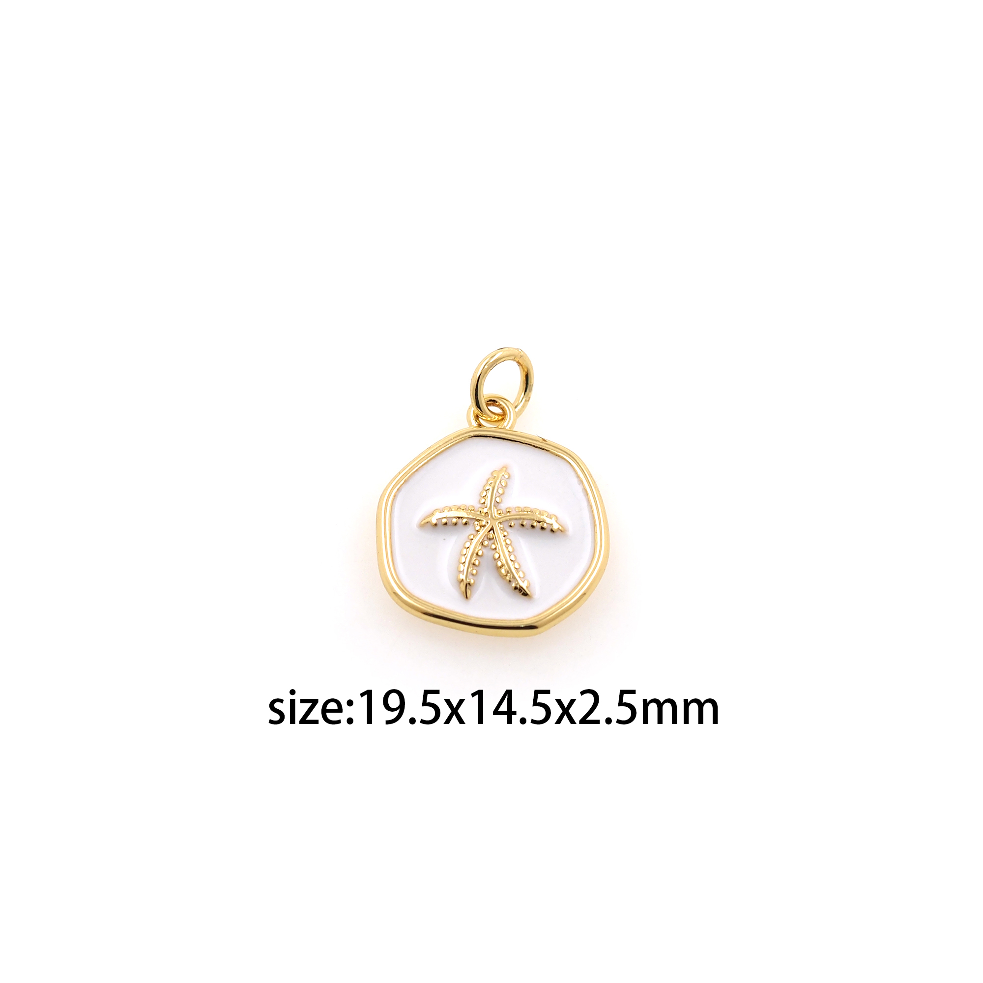 18K Gold Filled Starfish Pendant,Enamel Starfish Charm Earrings Necklace for DIY Jewelry Making Supply