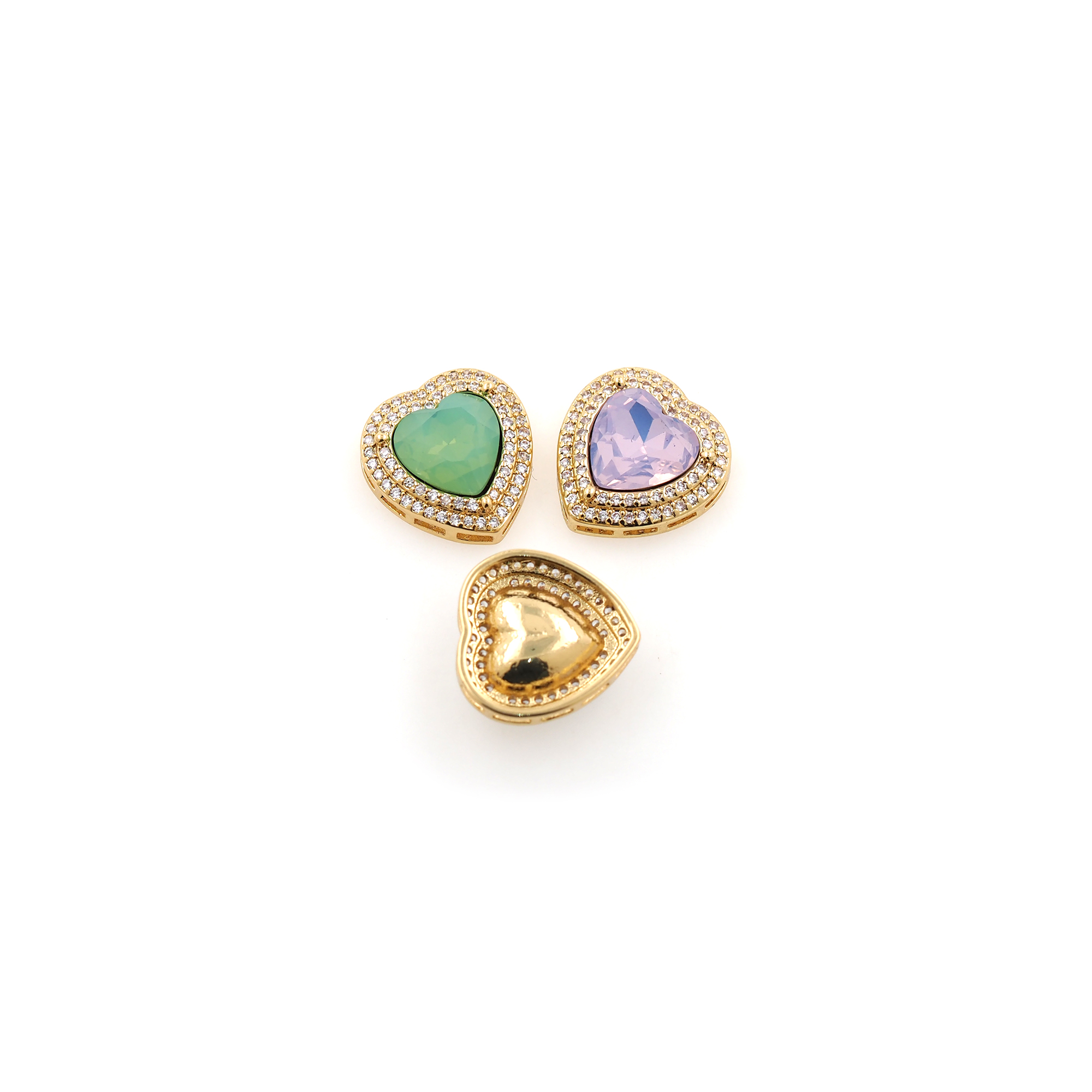 18K Gold Filled Heart Spacer Beads,Crystal Heart Bead for Bracelet Jewelry Necklace Making Supply