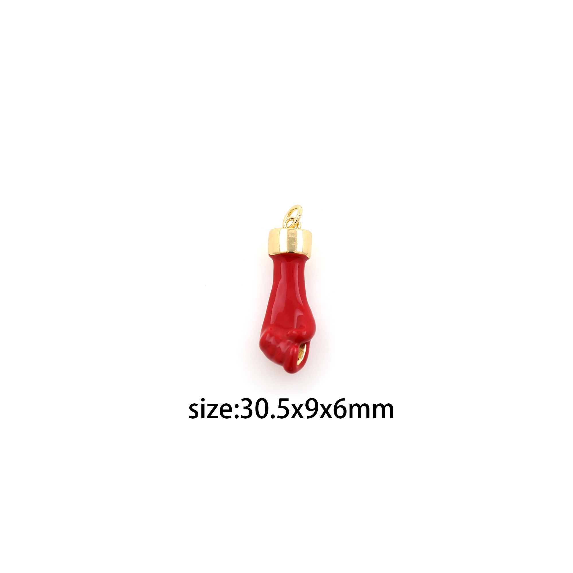 18K Gold Filled Hand Pendant,Enamel Fist Charm Earrings Necklace for DIY Jewelry Making Supply