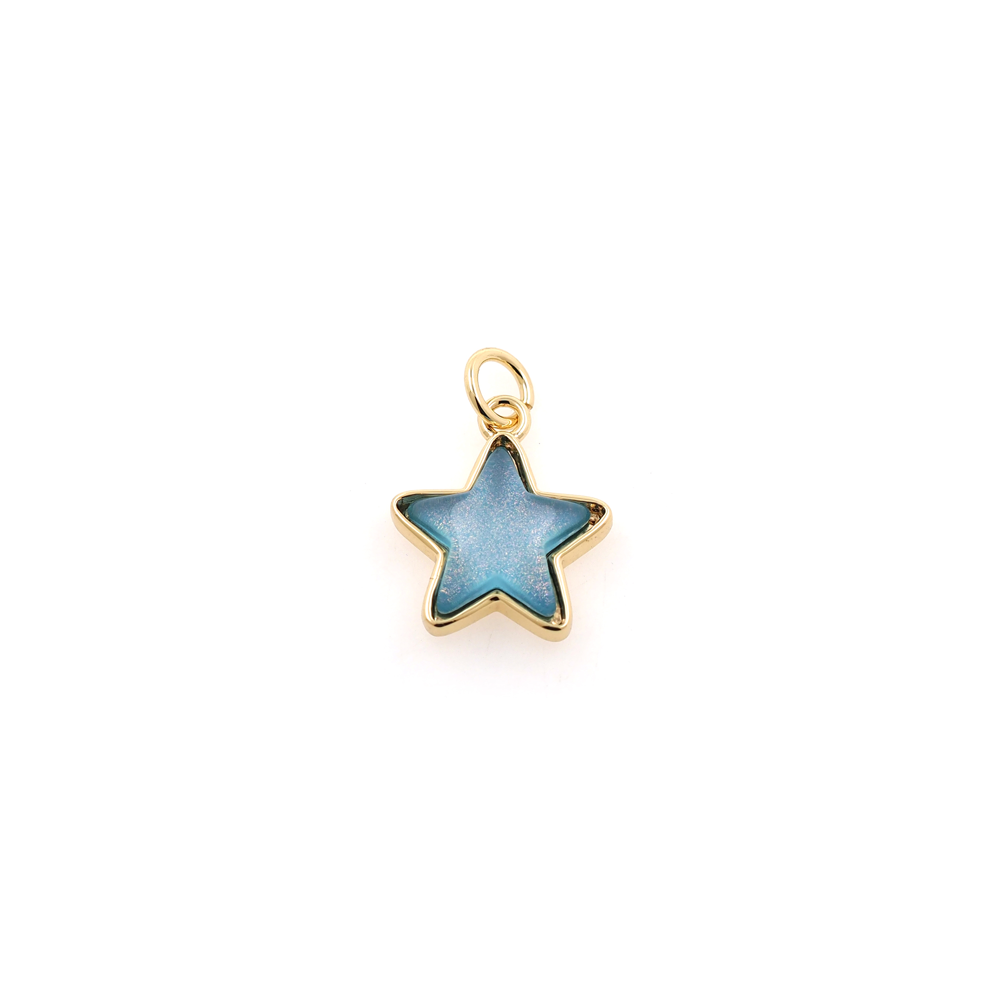 18K Gold Filled Star Pendant,Celestial Charm Earrings Necklace for DIY Jewelry Making Supply