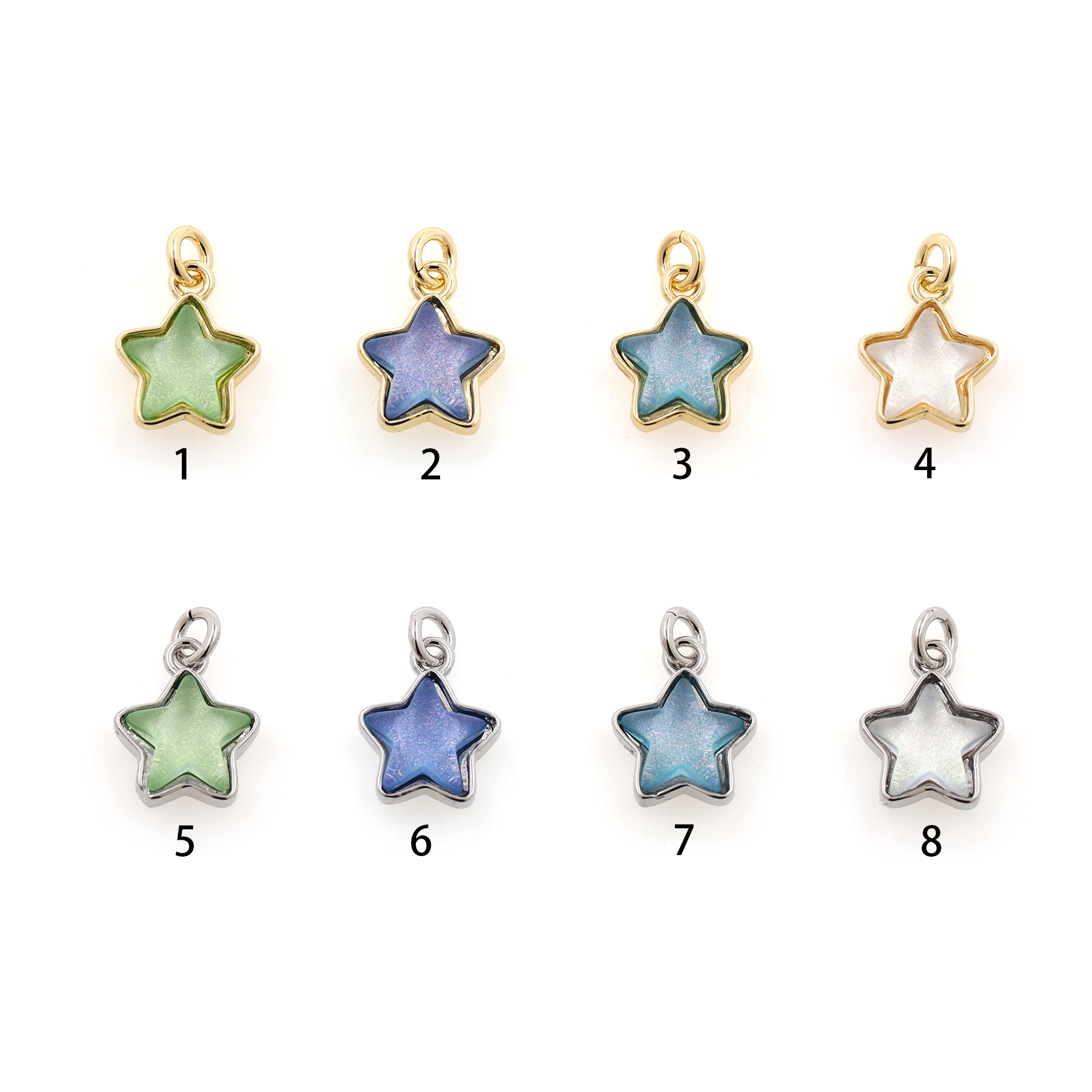 18K Gold Filled Star Pendant,Celestial Charm Earrings Necklace for DIY Jewelry Making Supply