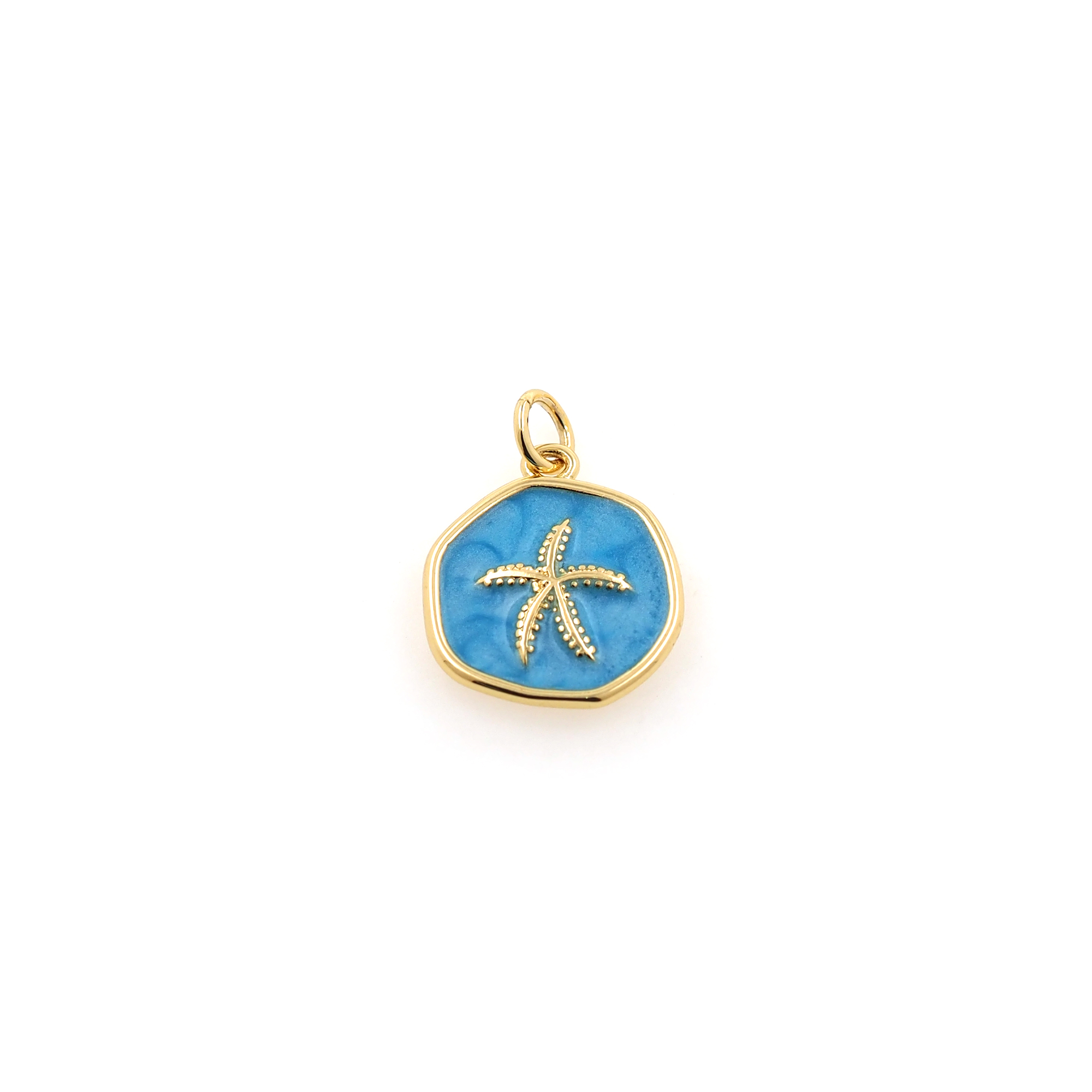 18K Gold Filled Starfish Pendant,Enamel Starfish Charm Earrings Necklace for DIY Jewelry Making Supply
