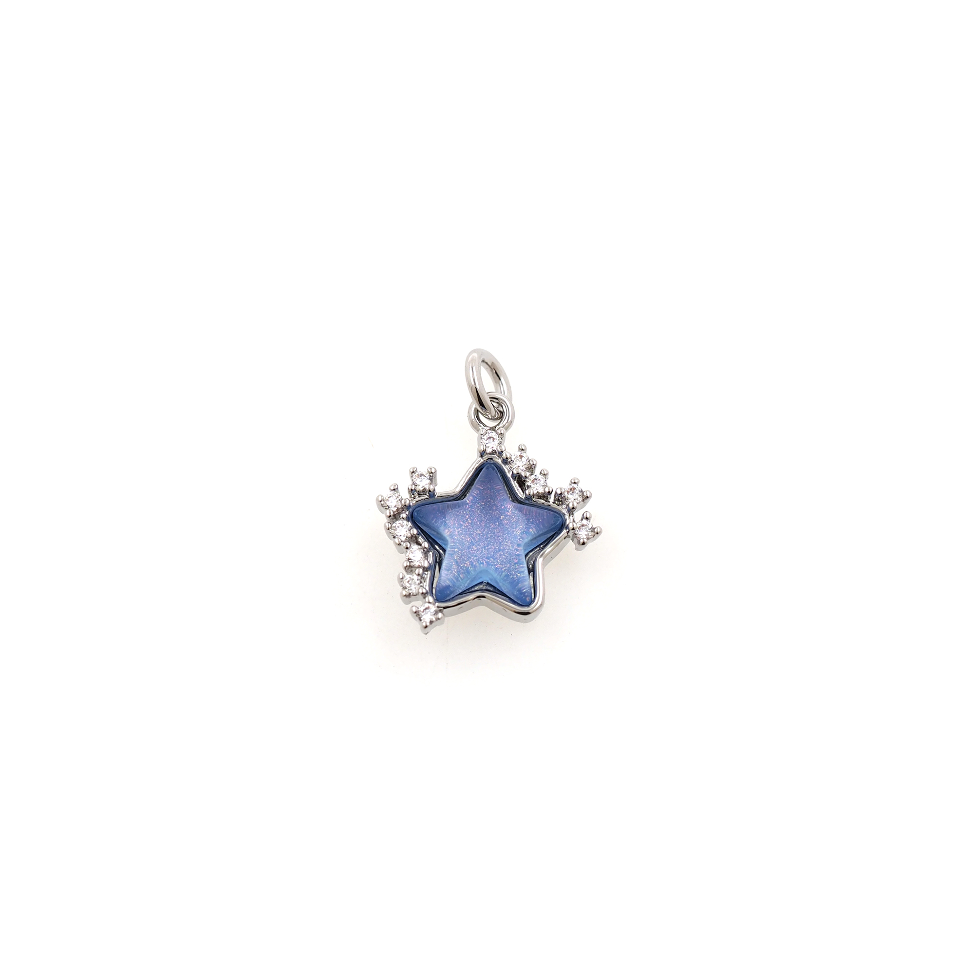 18K Gold Filled Star Pendant,CZ Micro Pave Celestial Charm Earrings Necklace for DIY Jewelry Making Supply
