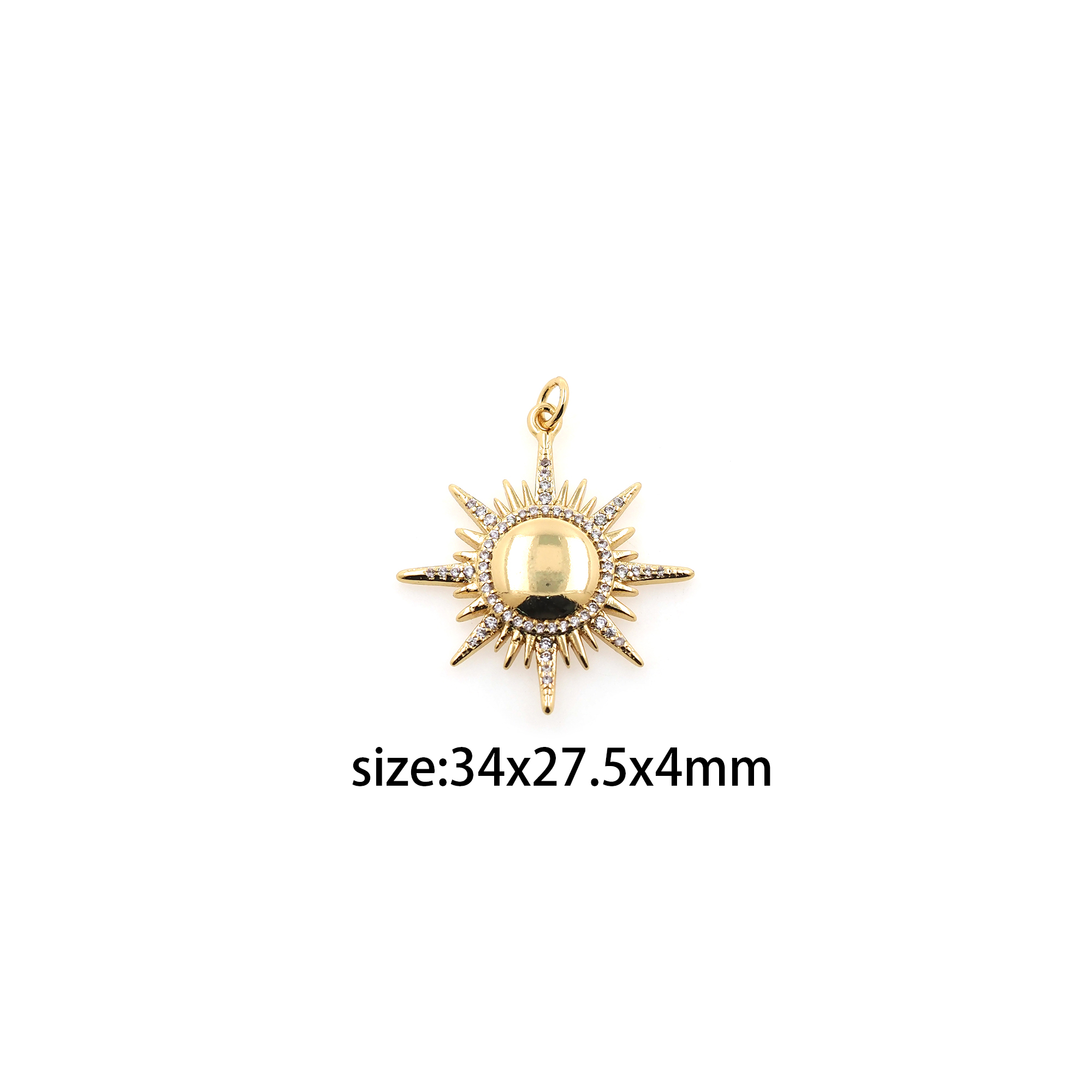 18K Gold Filled Sun Pendant,CZ Micro Pave Sun Charm Earrings Necklace for DIY Jewelry Making Supply
