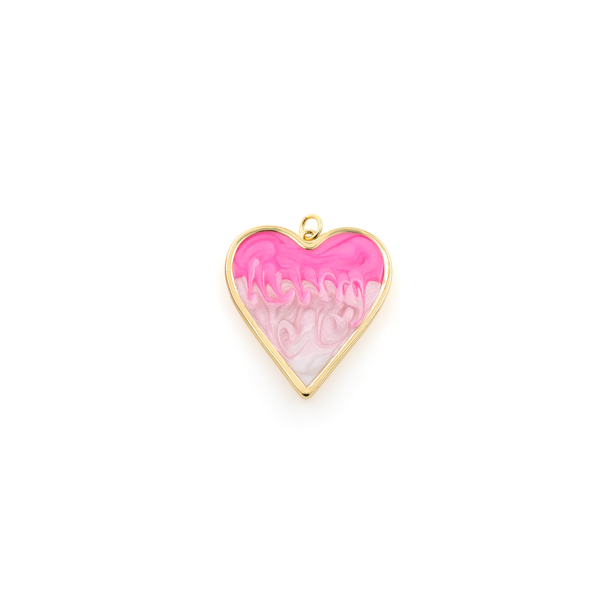 18K Gold Filled Heart Pendant,Colorful Enamel Heart Charm Earrings Necklace for DIY Jewelry Making Supply