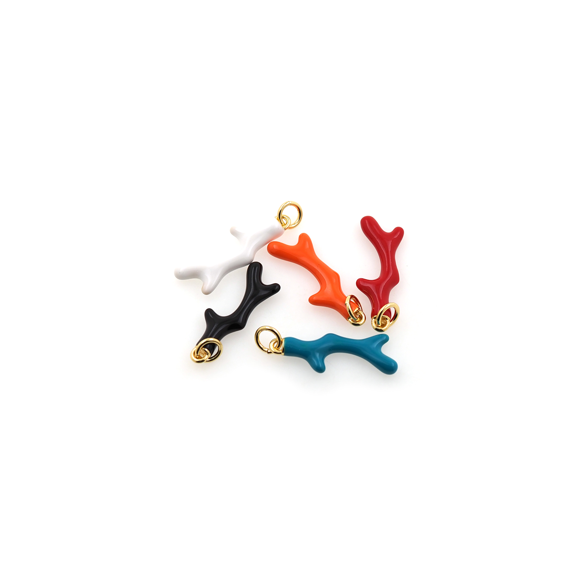 18K Gold Filled Antler Pendant,Enamel Elk Horn Charm Earrings Necklace for DIY Jewelry Making Supply