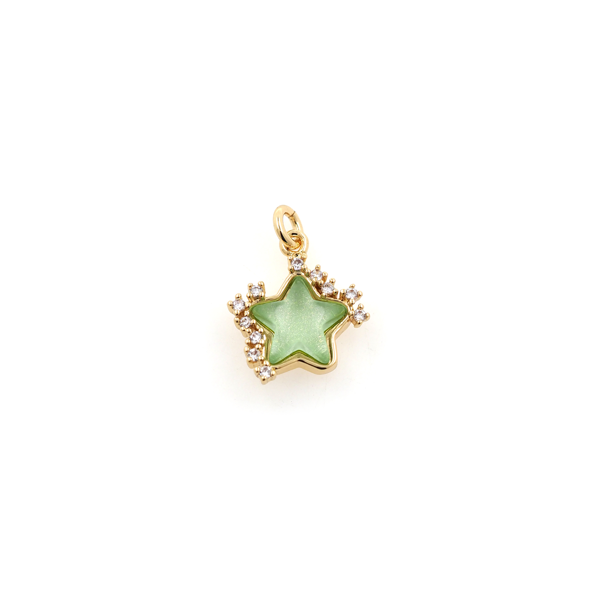 18K Gold Filled Star Pendant,CZ Micro Pave Celestial Charm Earrings Necklace for DIY Jewelry Making Supply