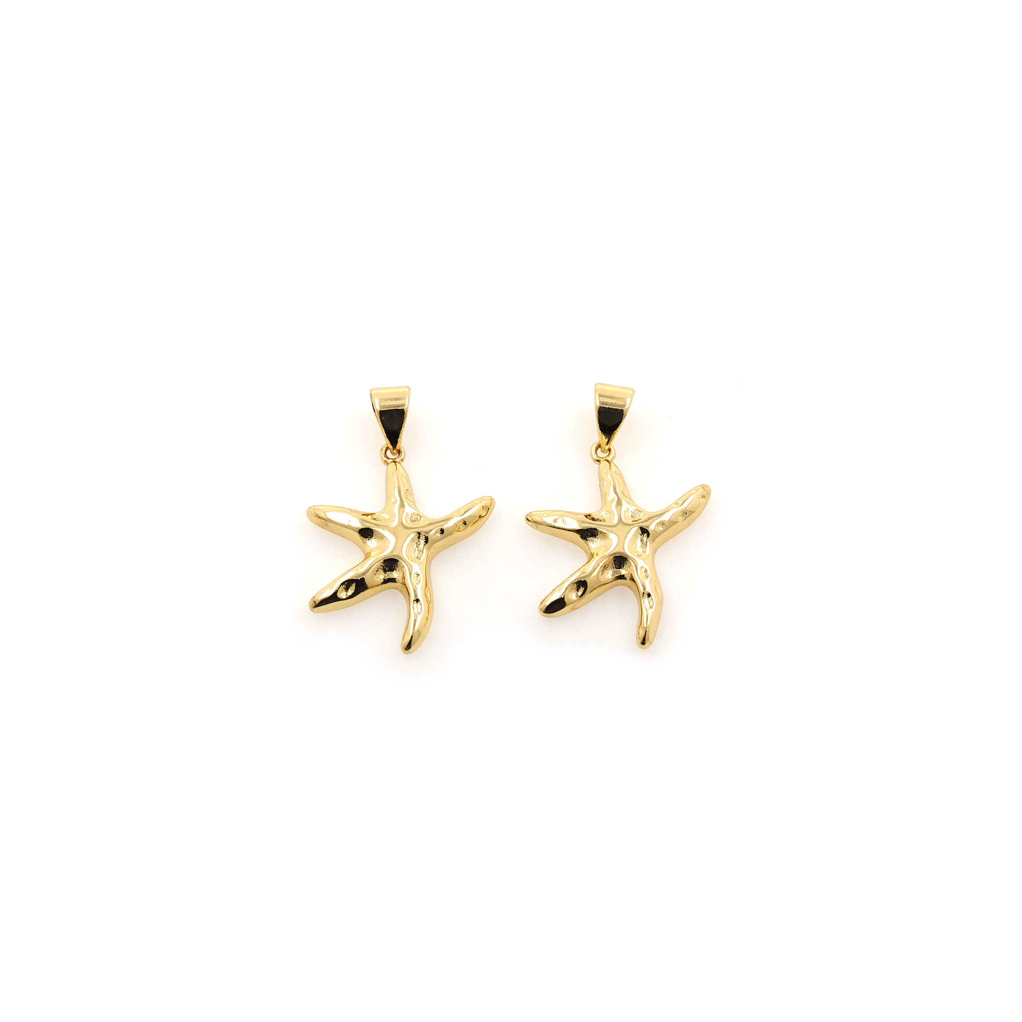 18K Gold Filled Starfish Pendant,Dainty Starfish Charm Earrings Necklace for DIY Jewelry Making Supply