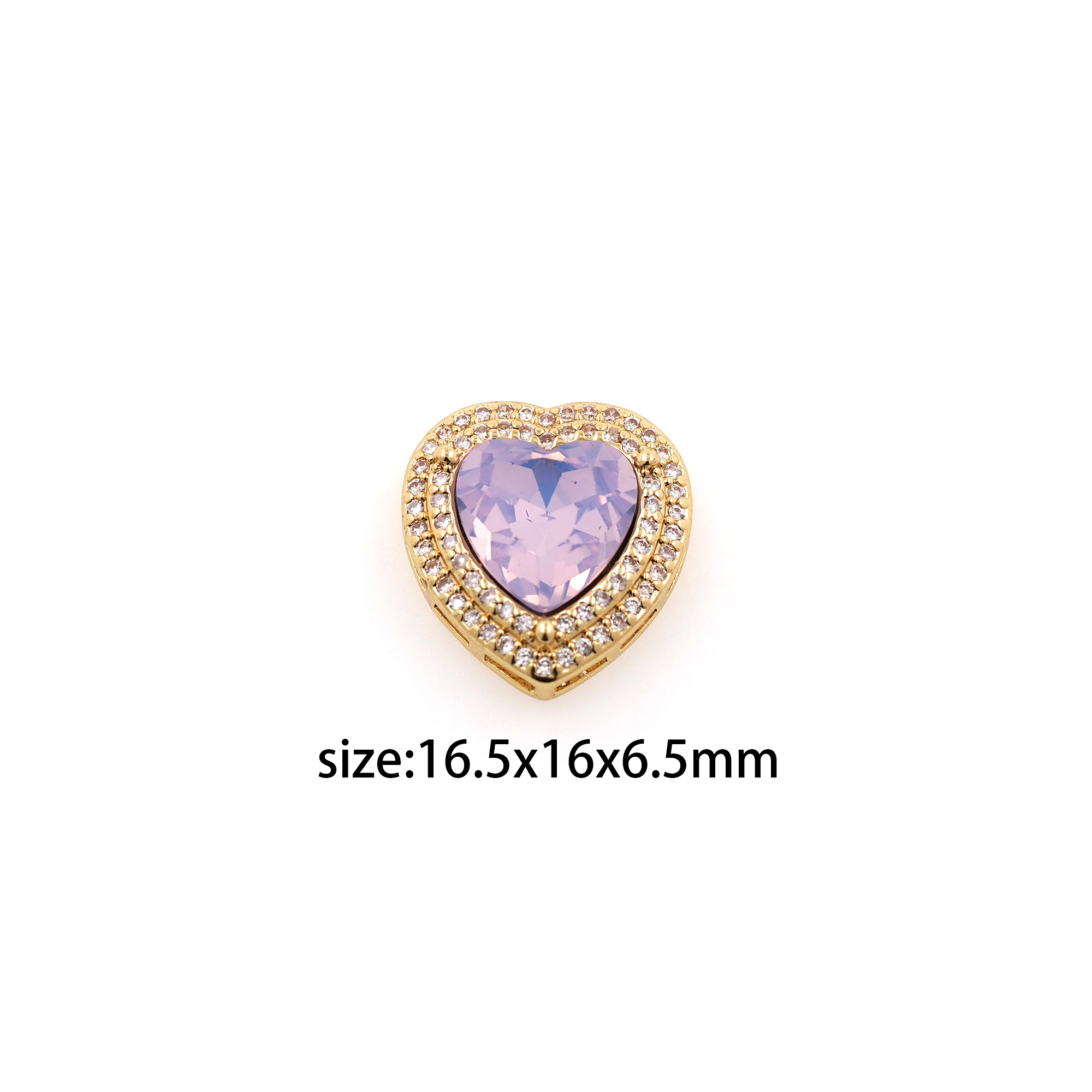 18K Gold Filled Heart Spacer Beads,Crystal Heart Bead for Bracelet Jewelry Necklace Making Supply