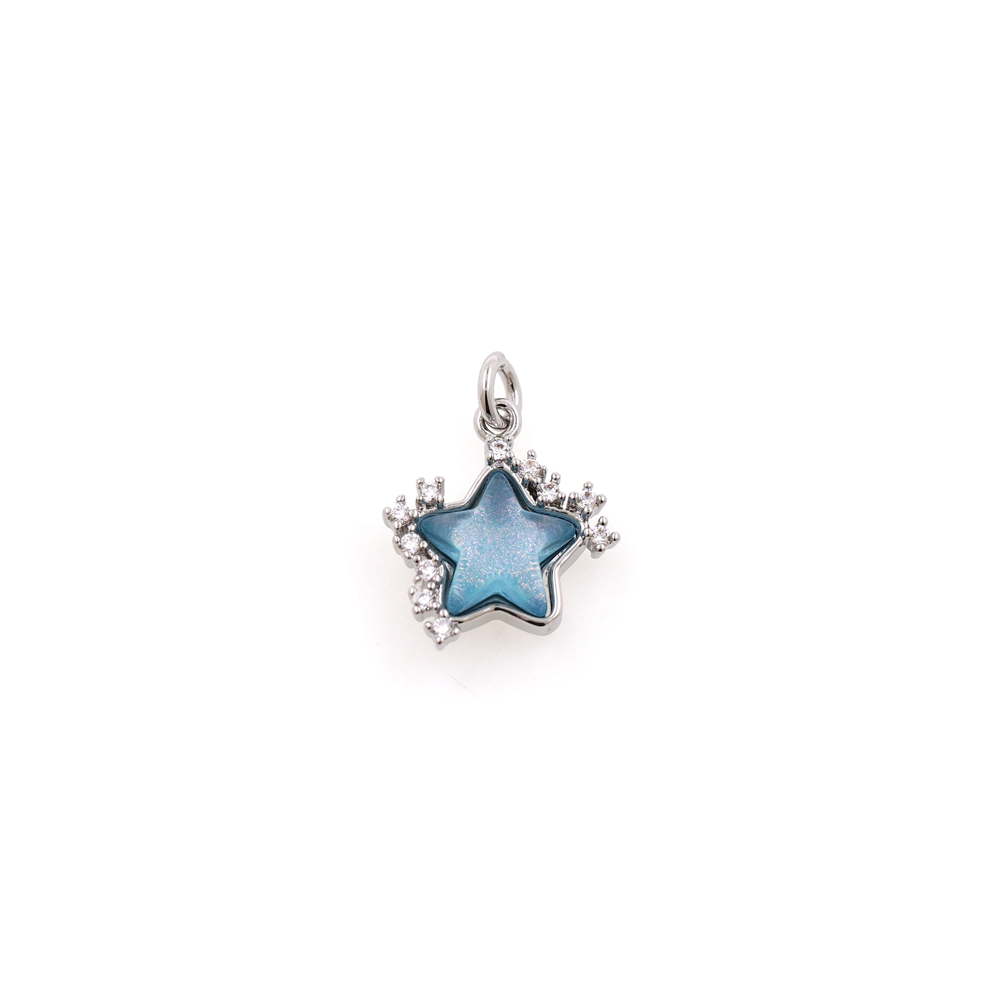 18K Gold Filled Star Pendant,CZ Micro Pave Celestial Charm Earrings Necklace for DIY Jewelry Making Supply