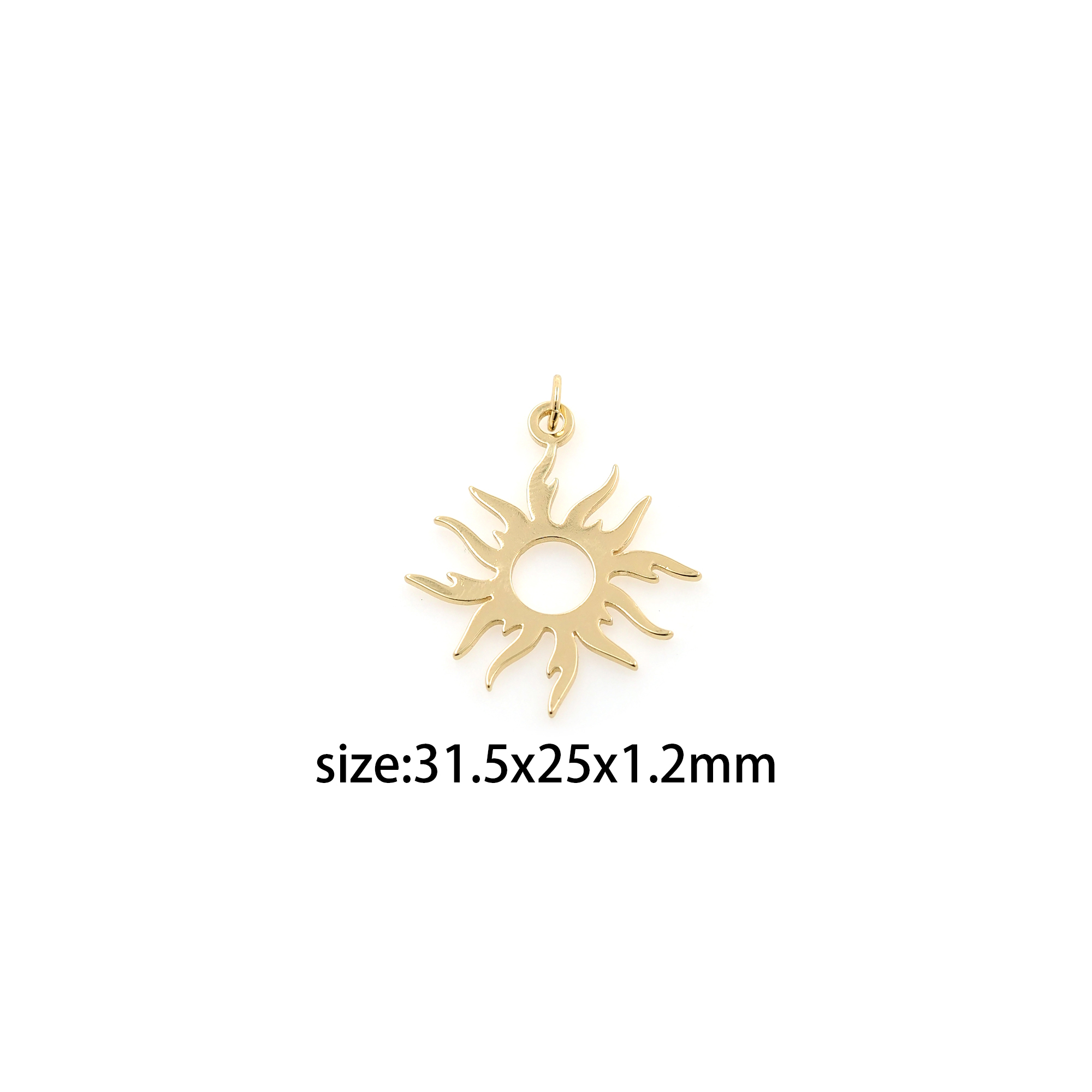 18K Gold Filled Sun Pendant,Celestial Charm Earrings Necklace for DIY Jewelry Making Supply