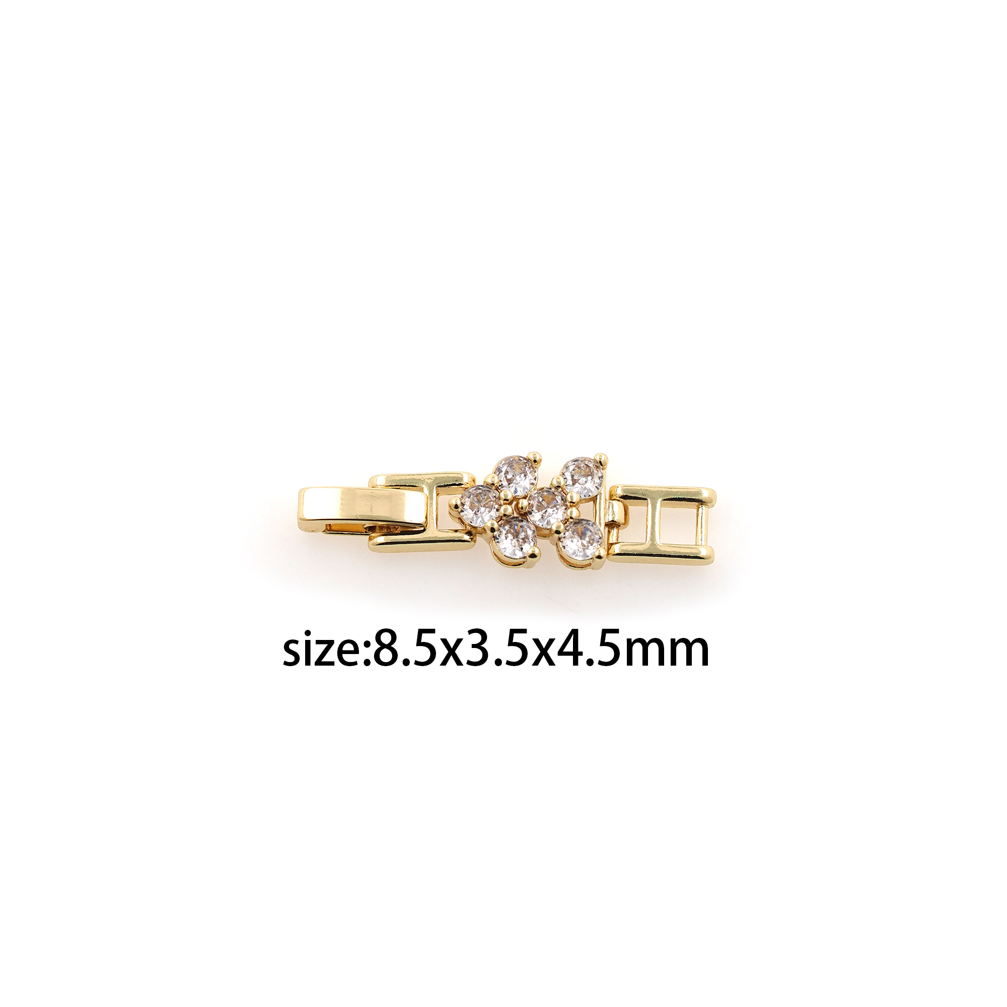 18K Gold Filled Foldover Clasp,CZ Micro Pave Snap Clasp Lock for DIY Jewelry Necklace Bracelet
