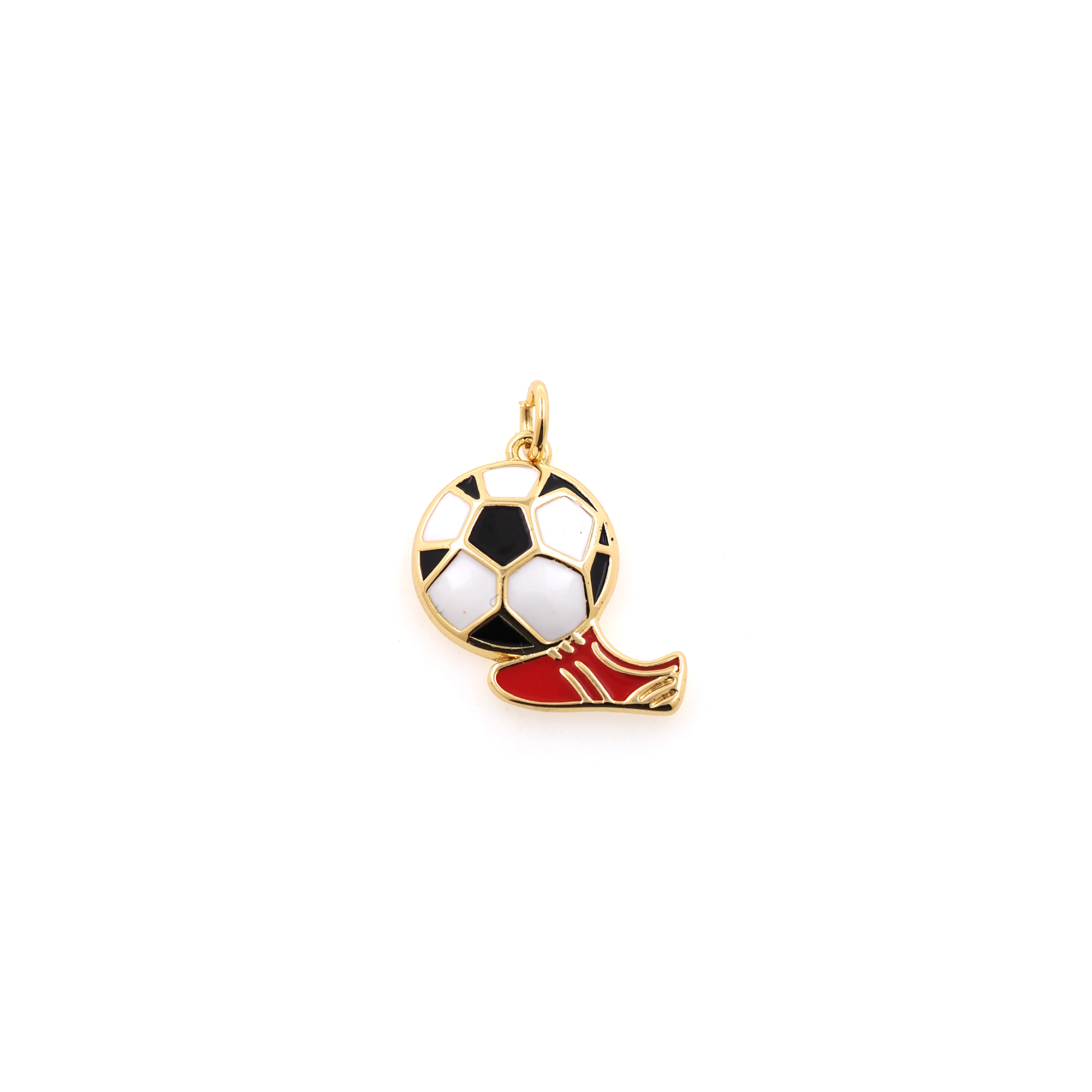 18K Gold Filled Football Pendant,Enamel Football Charm Earrings Necklace for DIY Jewelry Making Supply