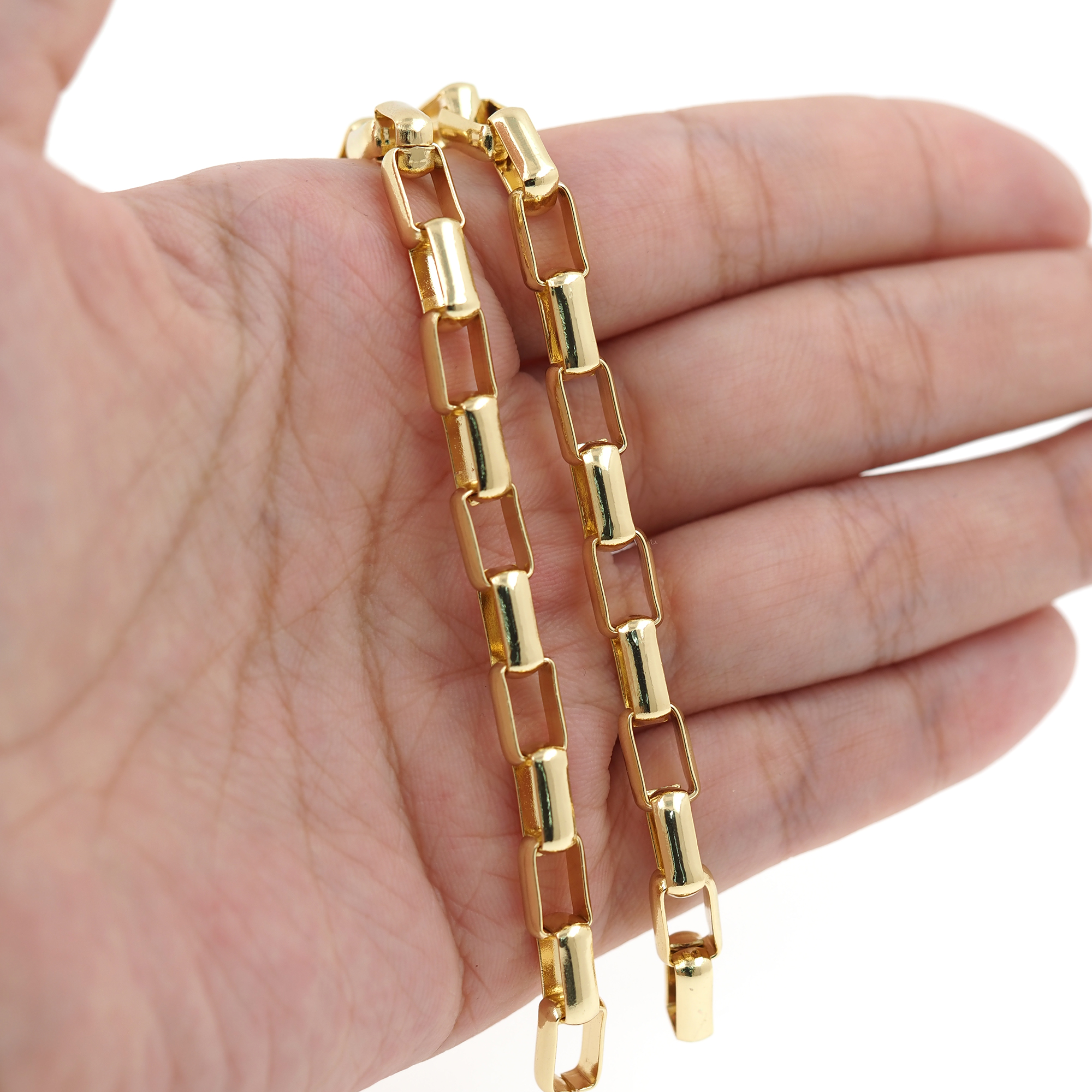 18K Gold Filled Paper Clip Chain Necklace,Dainty Thin Link Chain,Gold Rectangle Chain Necklace for Women DIY Jewelry Making Supply