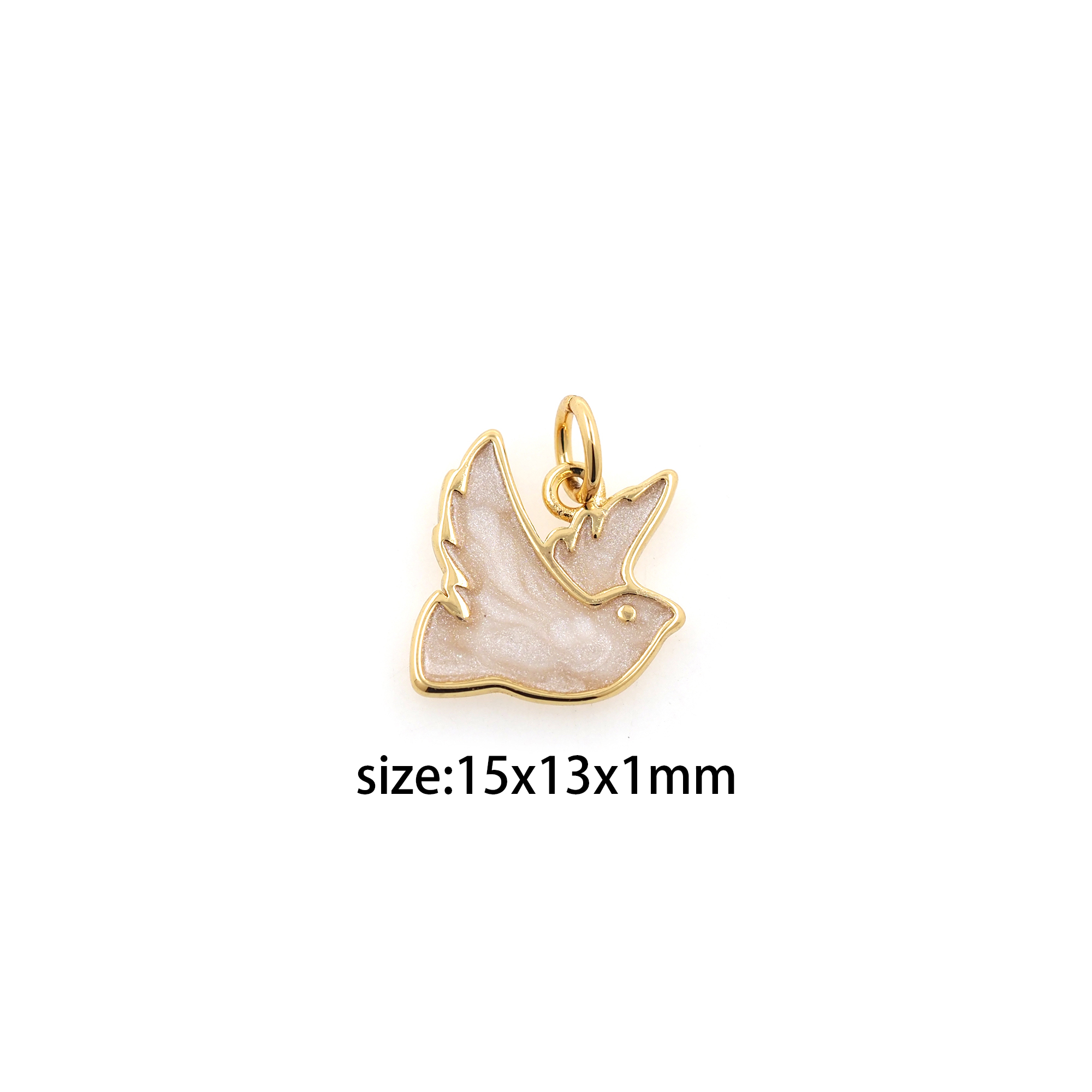 18K Gold Filled Dove Pendant,Enamel Peace Dove Charm Earrings Necklace for DIY Jewelry Making Supply