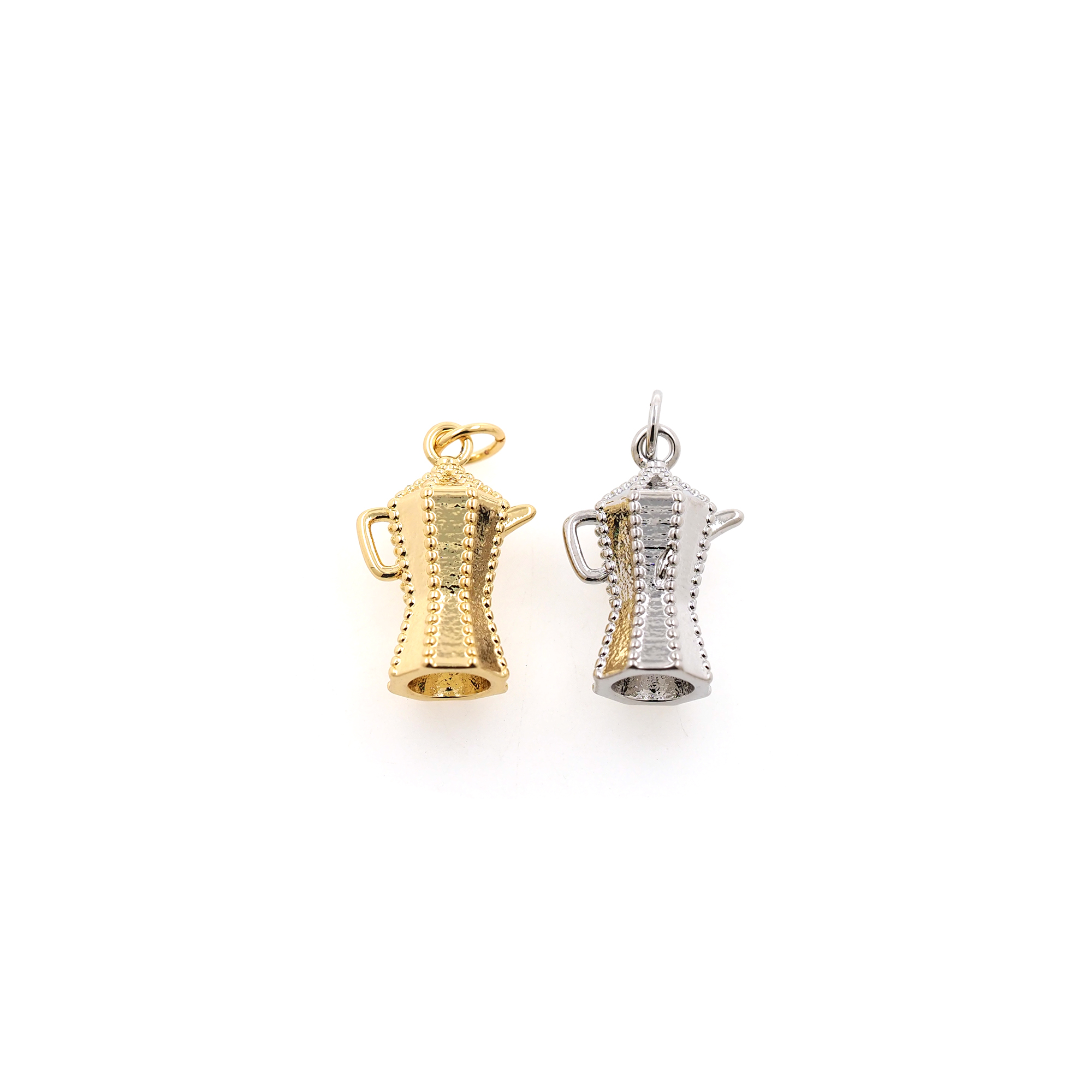 18K Gold Filled Coffee Maker Pendant,Dainty Coffee Pot Charm Earrings Necklace for DIY Jewelry Making Supply