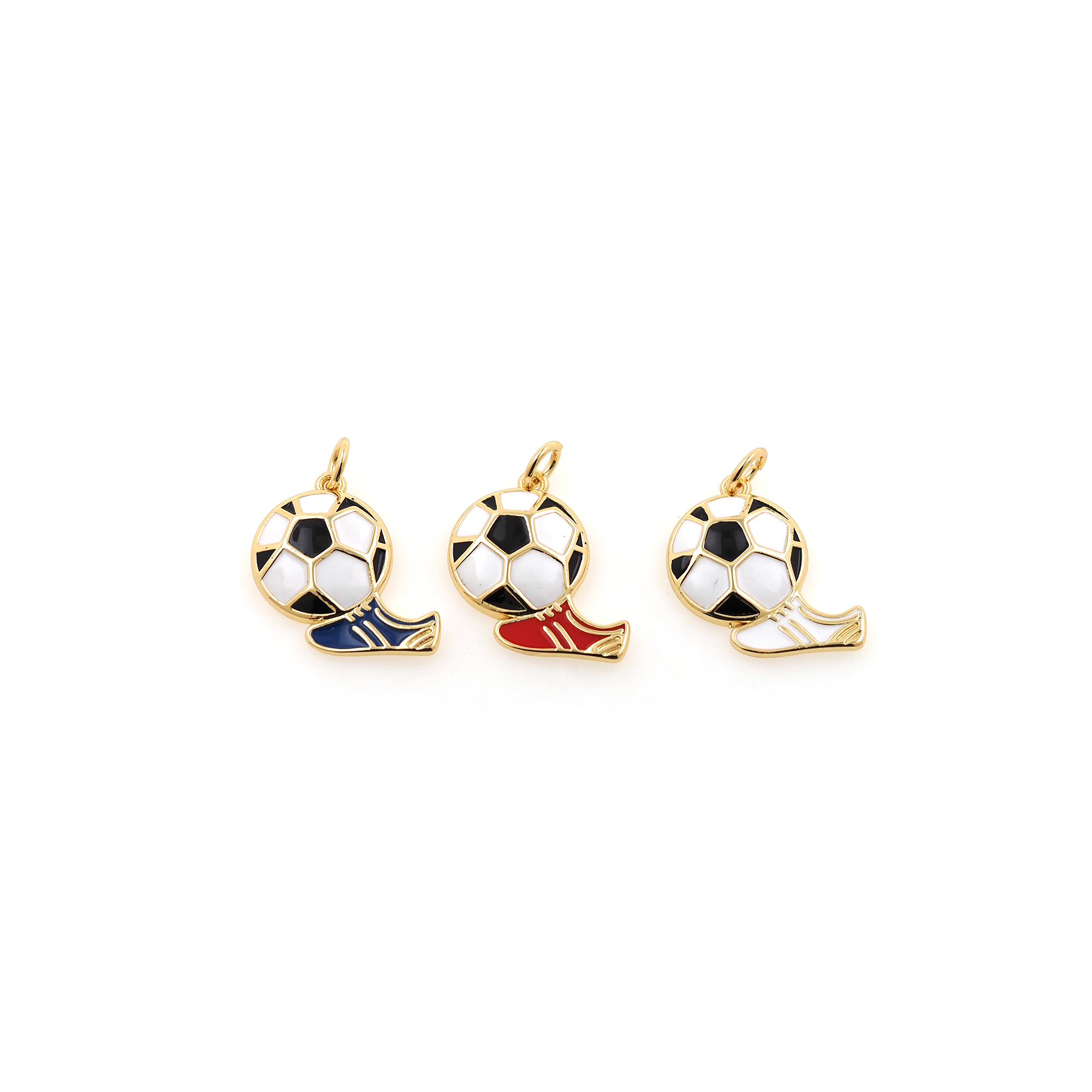 18K Gold Filled Football Pendant,Enamel Football Charm Earrings Necklace for DIY Jewelry Making Supply