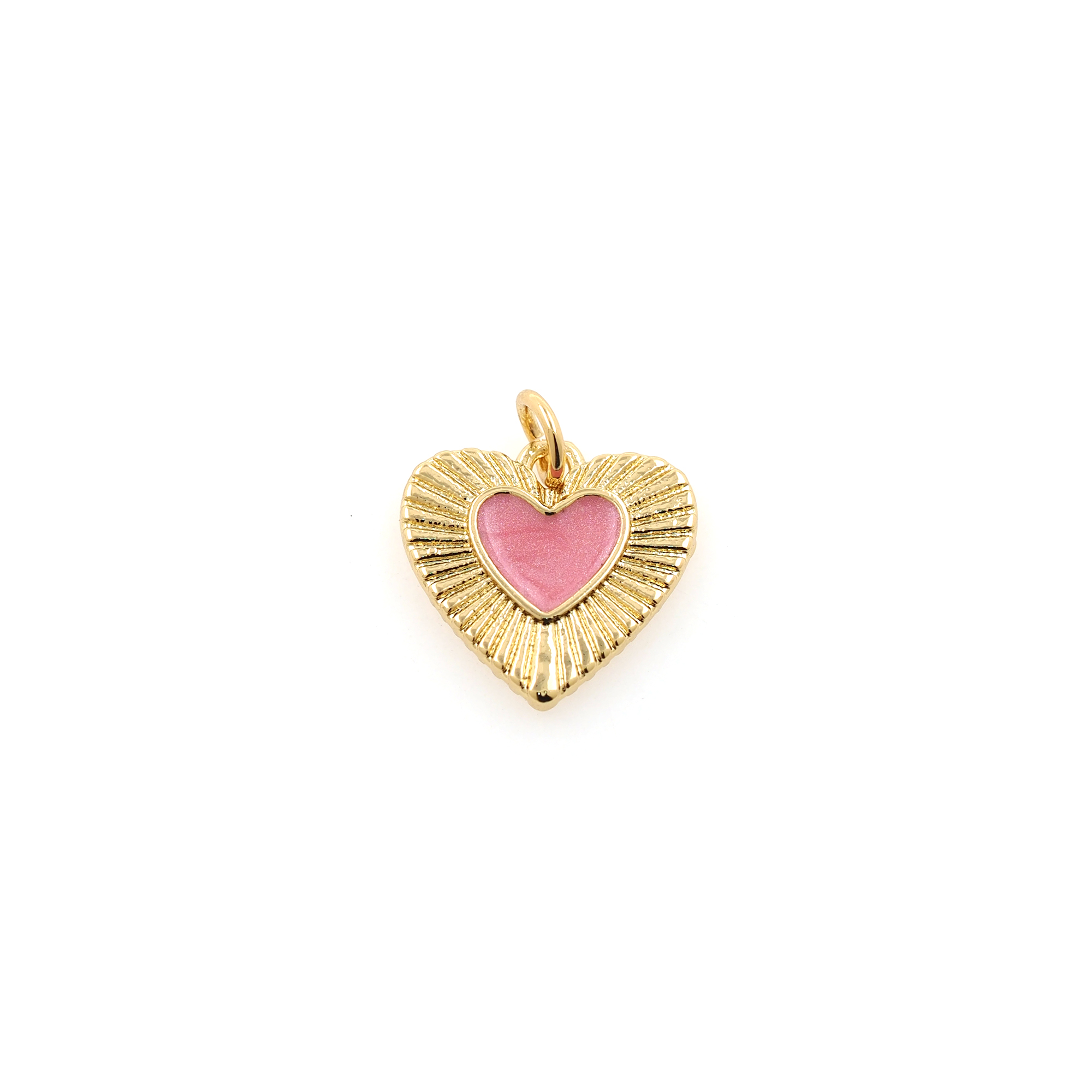 18K Gold Filled Heart Pendant,Enamel Heart Charm Earrings Necklace for DIY Jewelry Making Supply