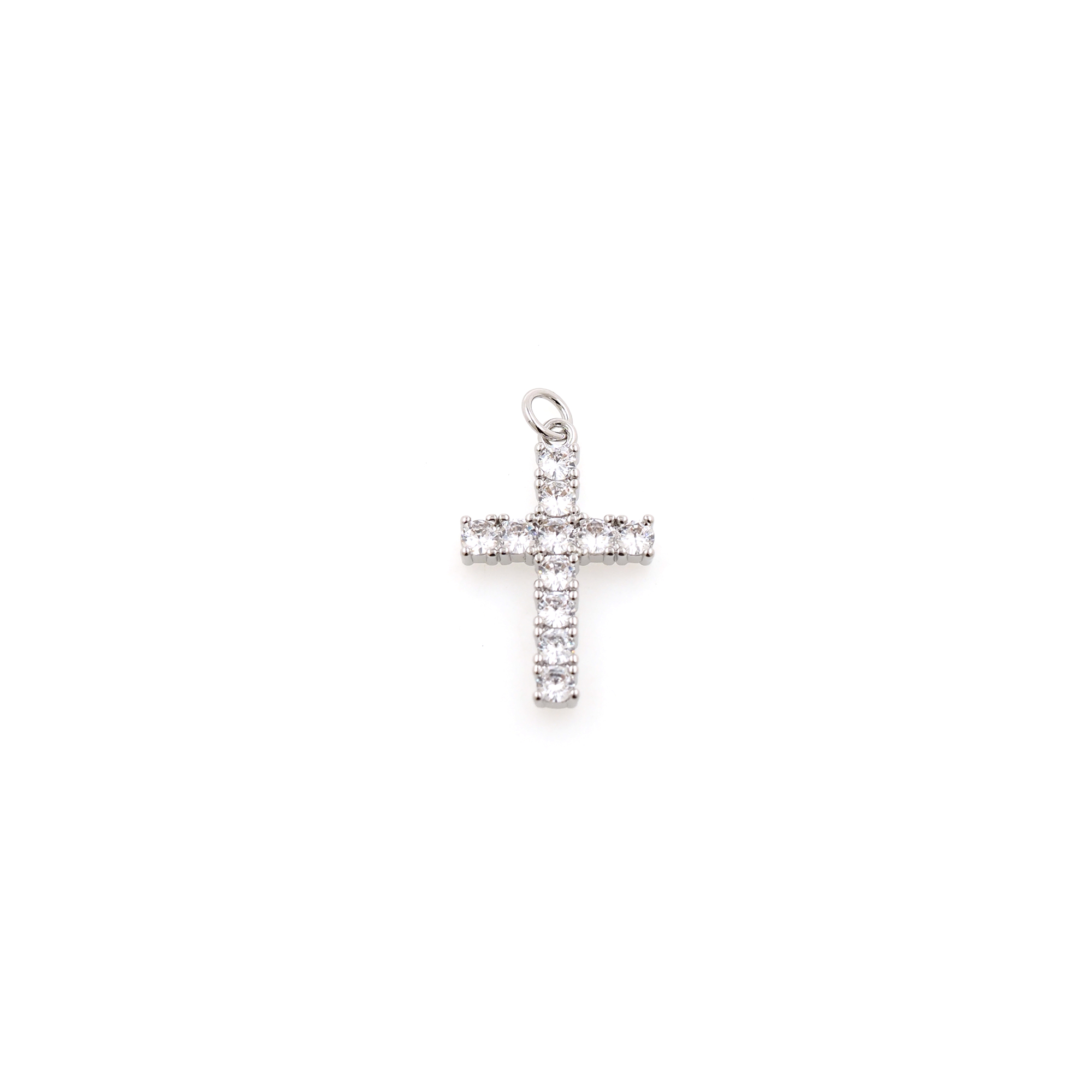 18K Gold Filled Cross Pendant,CZ Micro Pave Cross Charm Earrings Necklace for DIY Jewelry Making Supply