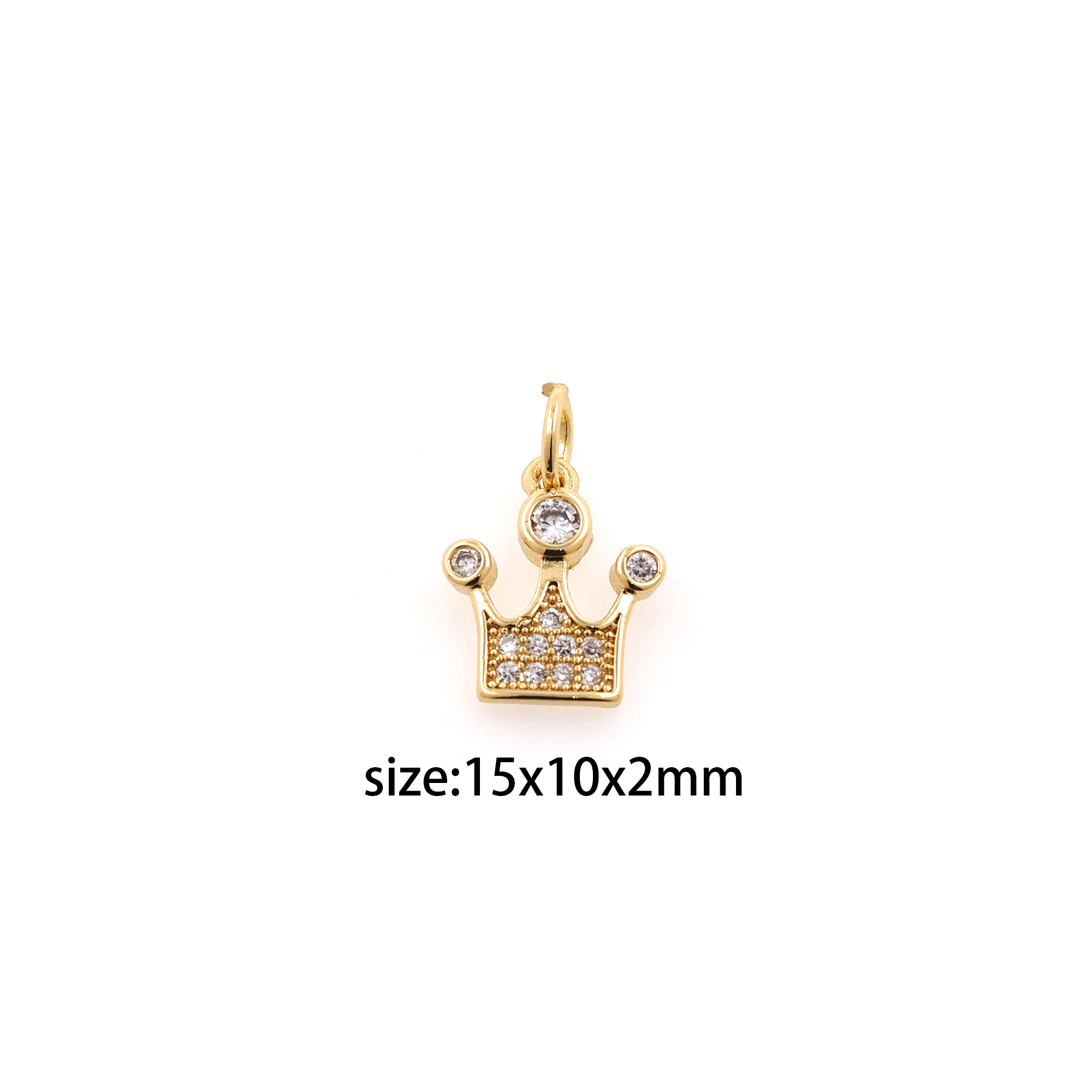 18K Gold Filled Crown Pendant,CZ Micro Pave Crown Charm Earrings Necklace for DIY Jewelry Making Supply