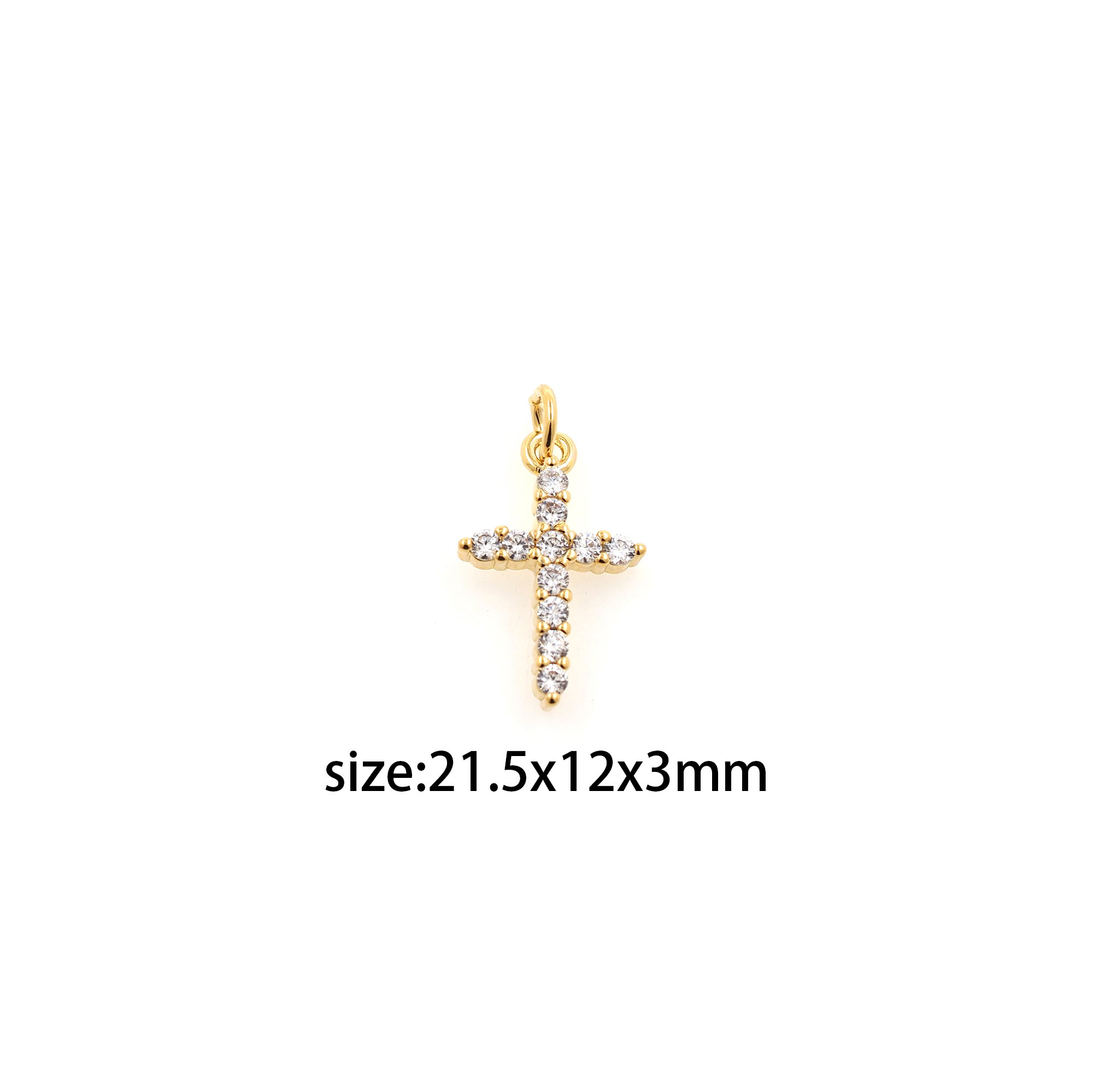 18K Gold Filled Cross Pendant,CZ Micro Pave Cross Charm Earrings Necklace for DIY Jewelry Making Supply