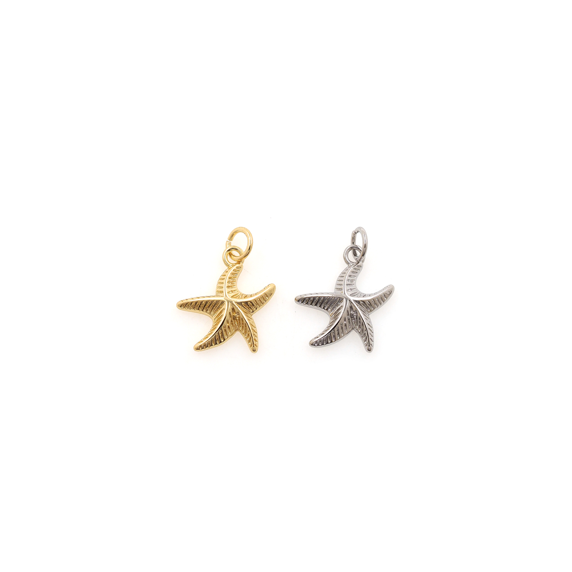 18K Gold Filled Starfish Pendant,Dainty Starfish Charm Earrings Necklace for DIY Jewelry Making Supply
