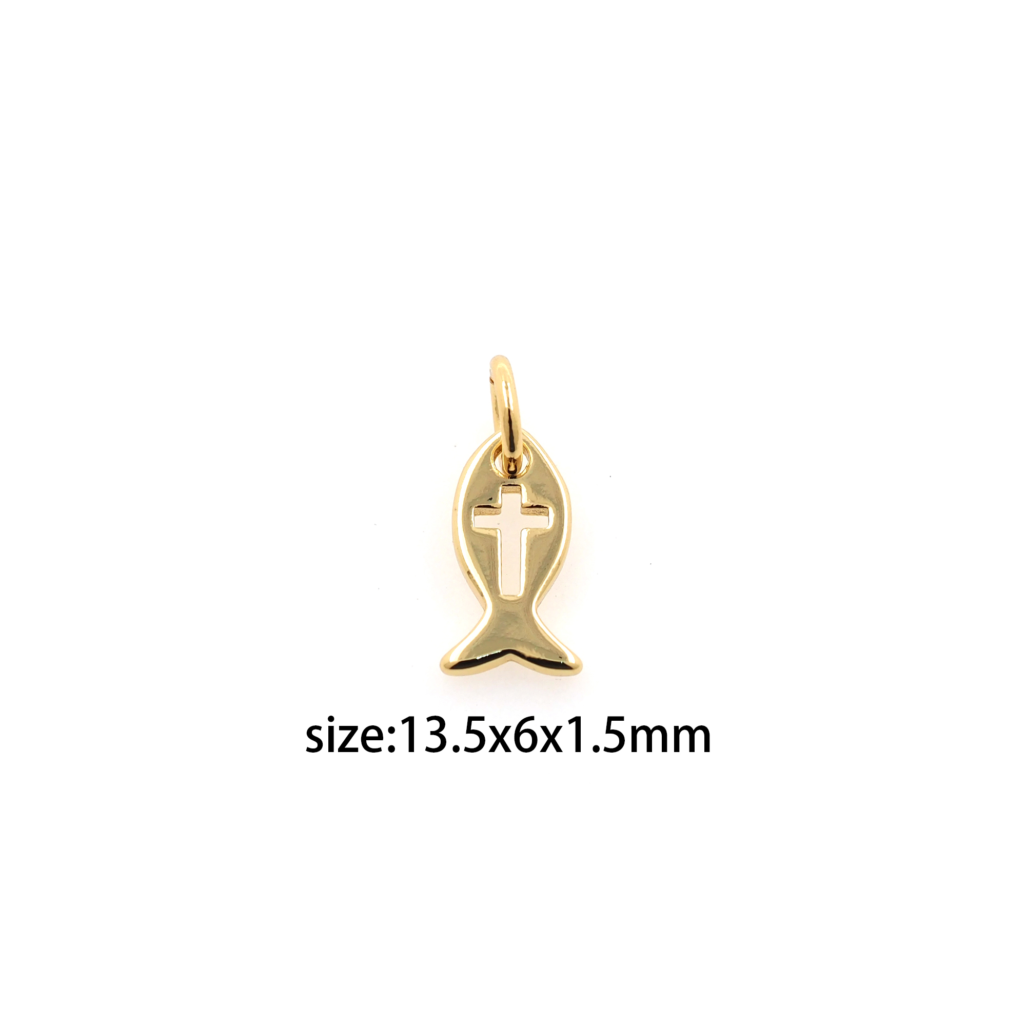 18K Gold Filled Fish Pendant,Dainty Fish Charm Earrings Necklace for DIY Jewelry Making Supply