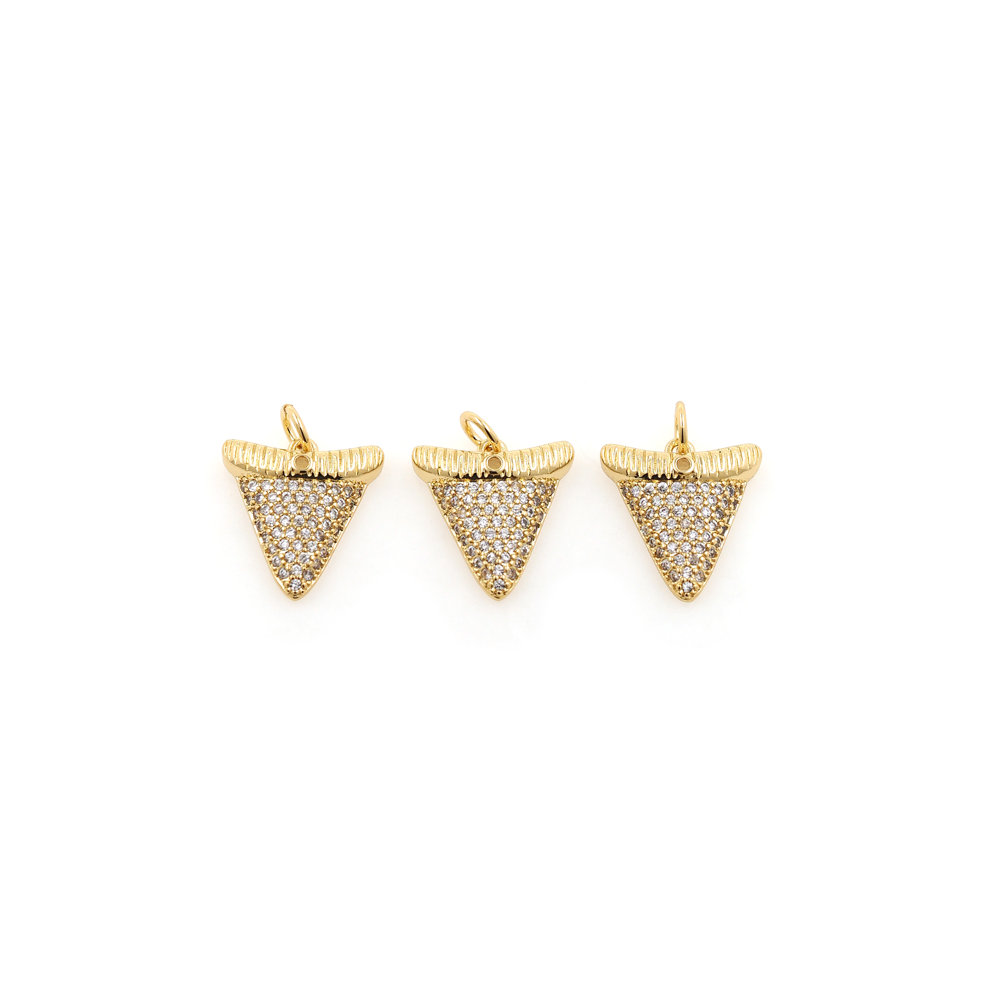 18K Gold Filled Triangle Pendant,CZ Micro Pave Triangle Charm Earrings Necklace for DIY Jewelry Making Supply