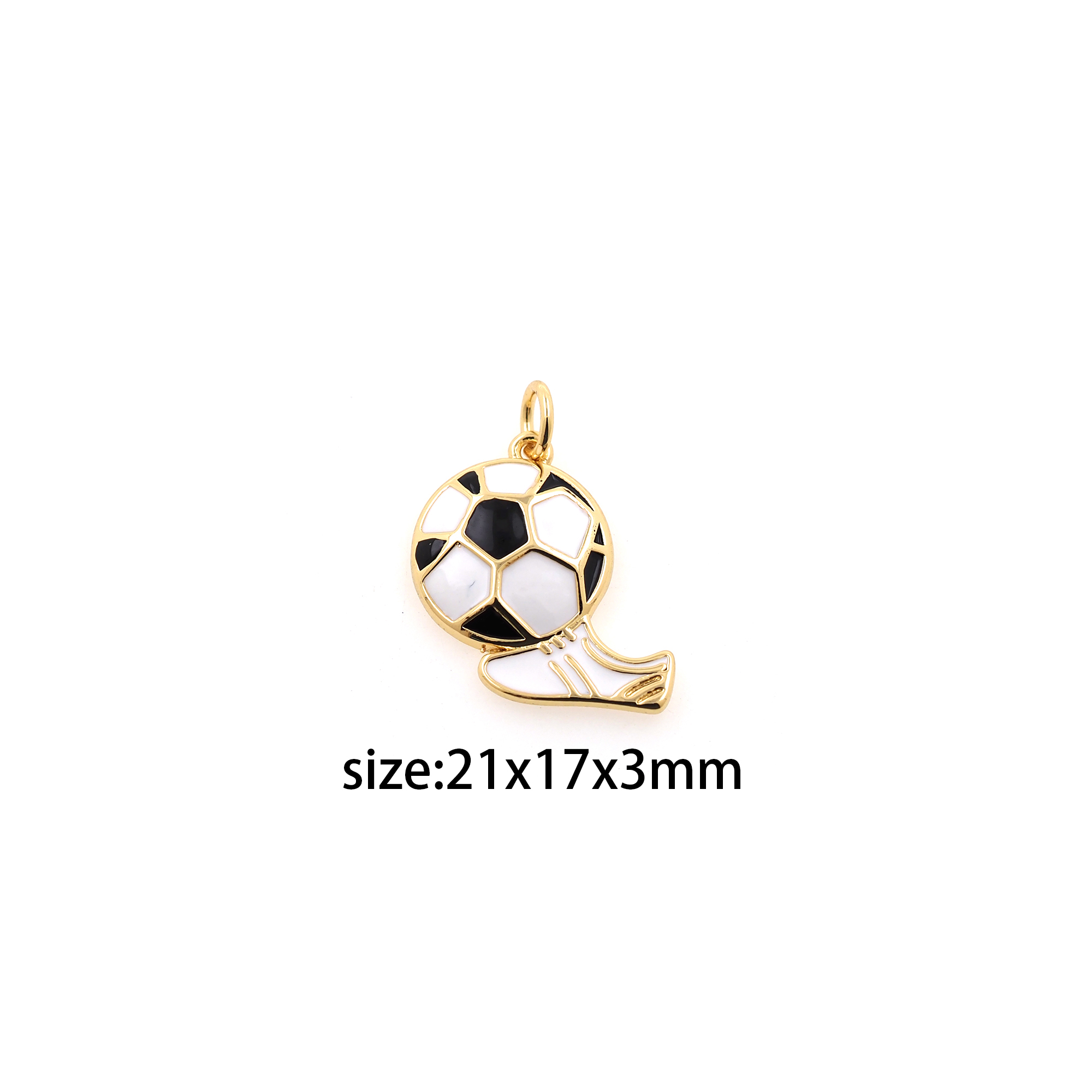 18K Gold Filled Football Pendant,Enamel Football Charm Earrings Necklace for DIY Jewelry Making Supply
