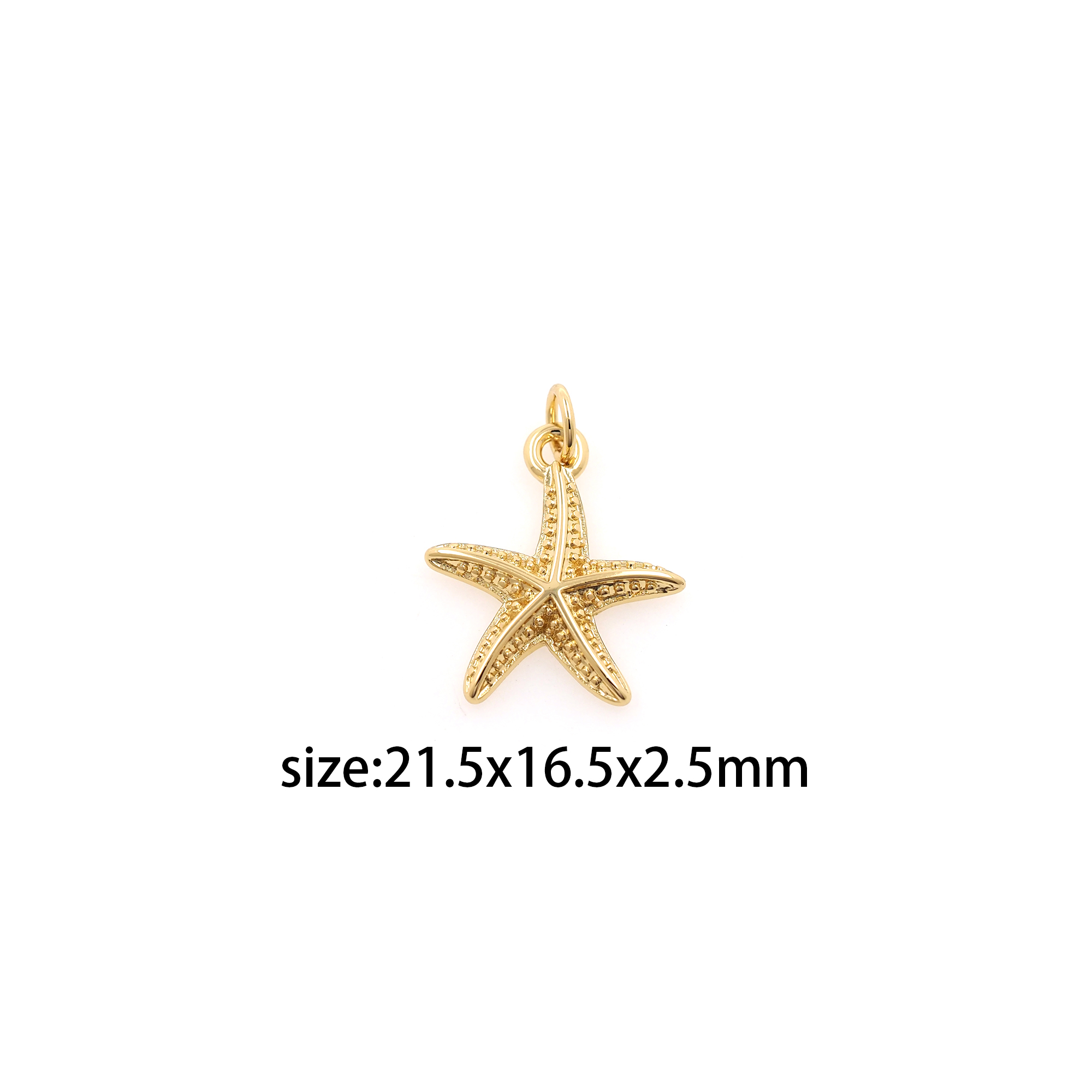 18K Gold Filled Starfish Pendant,Dainty Starfish Charm Earrings Necklace for DIY Jewelry Making Supply