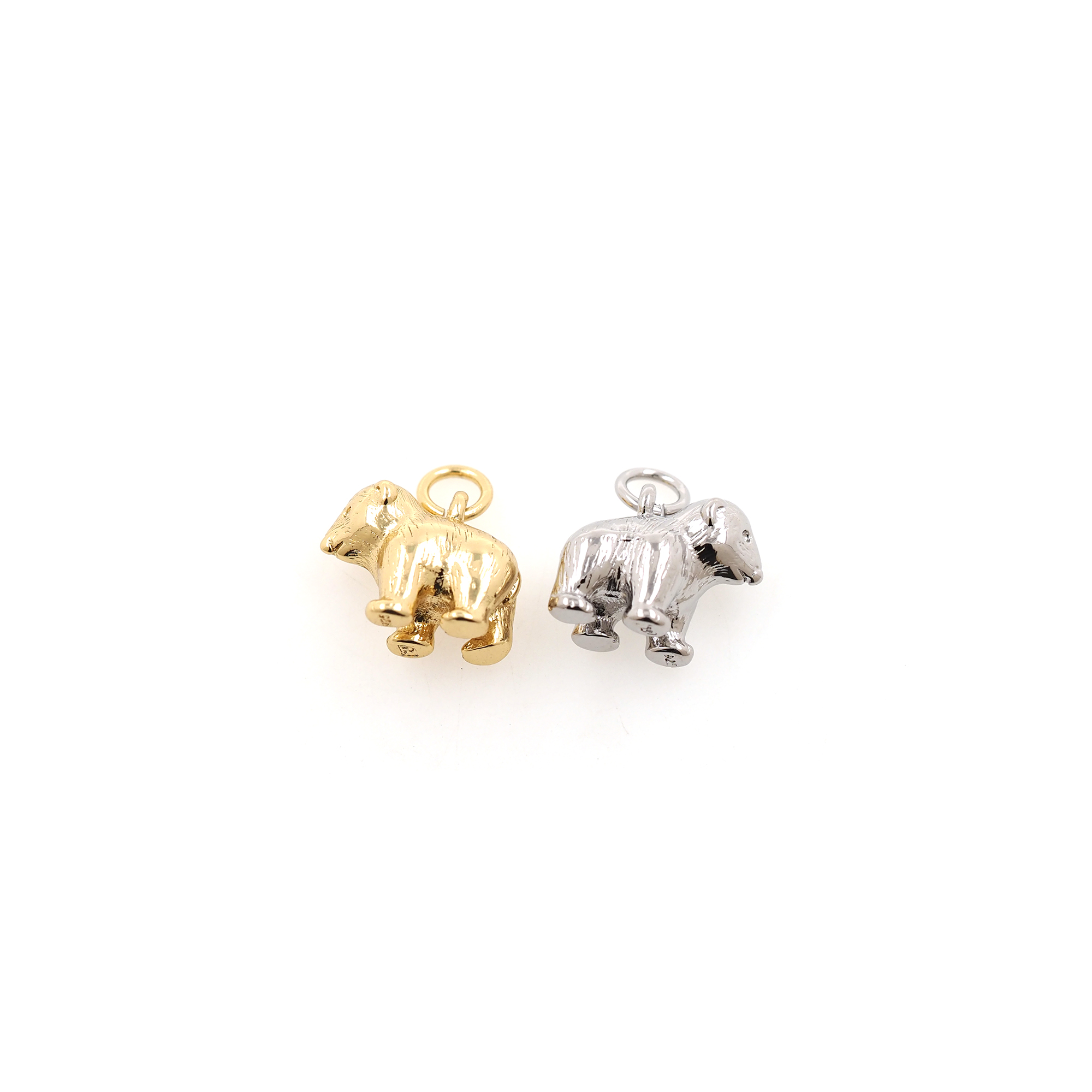 18K Gold Filled Bear Pendant,Dainty Bear Charm Earrings Necklace for DIY Jewelry Making Supply