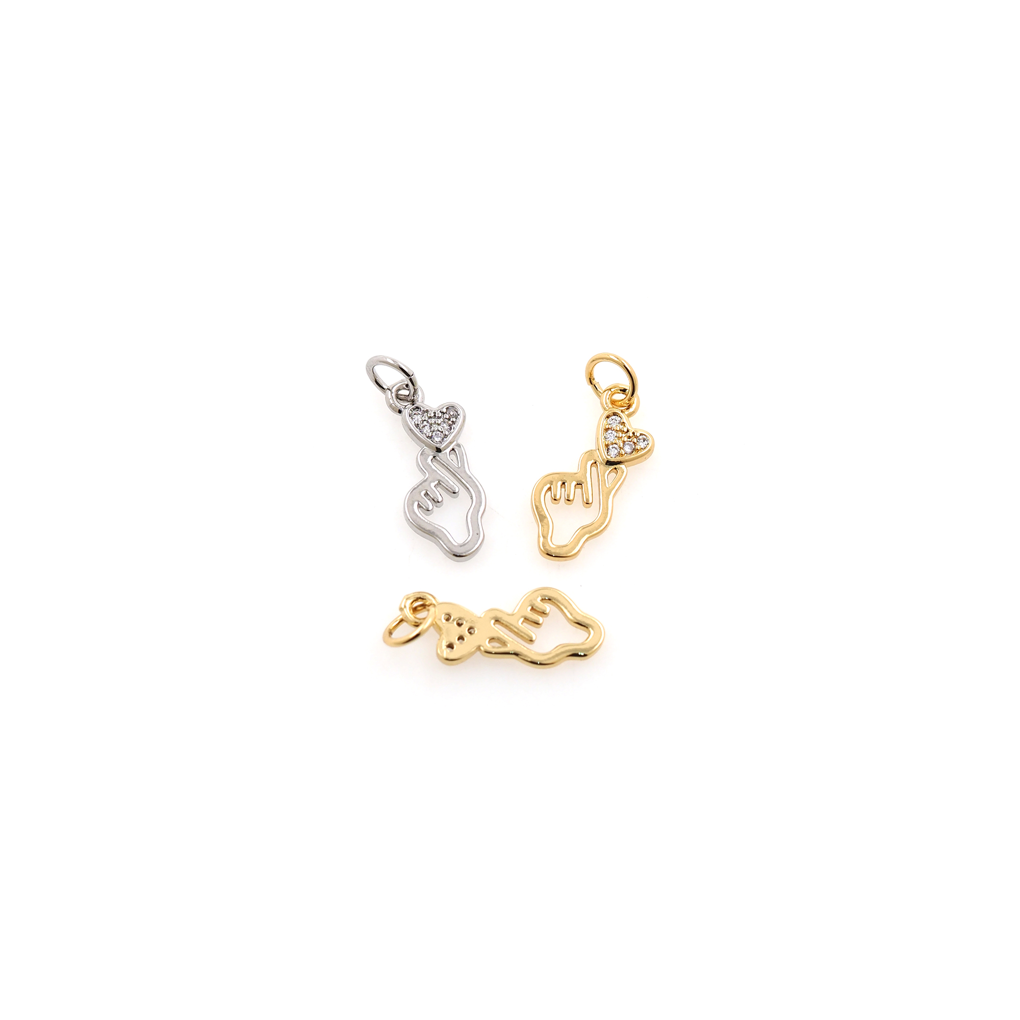 18K Gold Filled Heart Pendant,CZ Micro Pave Love Heart Charm Earrings Necklace for DIY Jewelry Making Supply