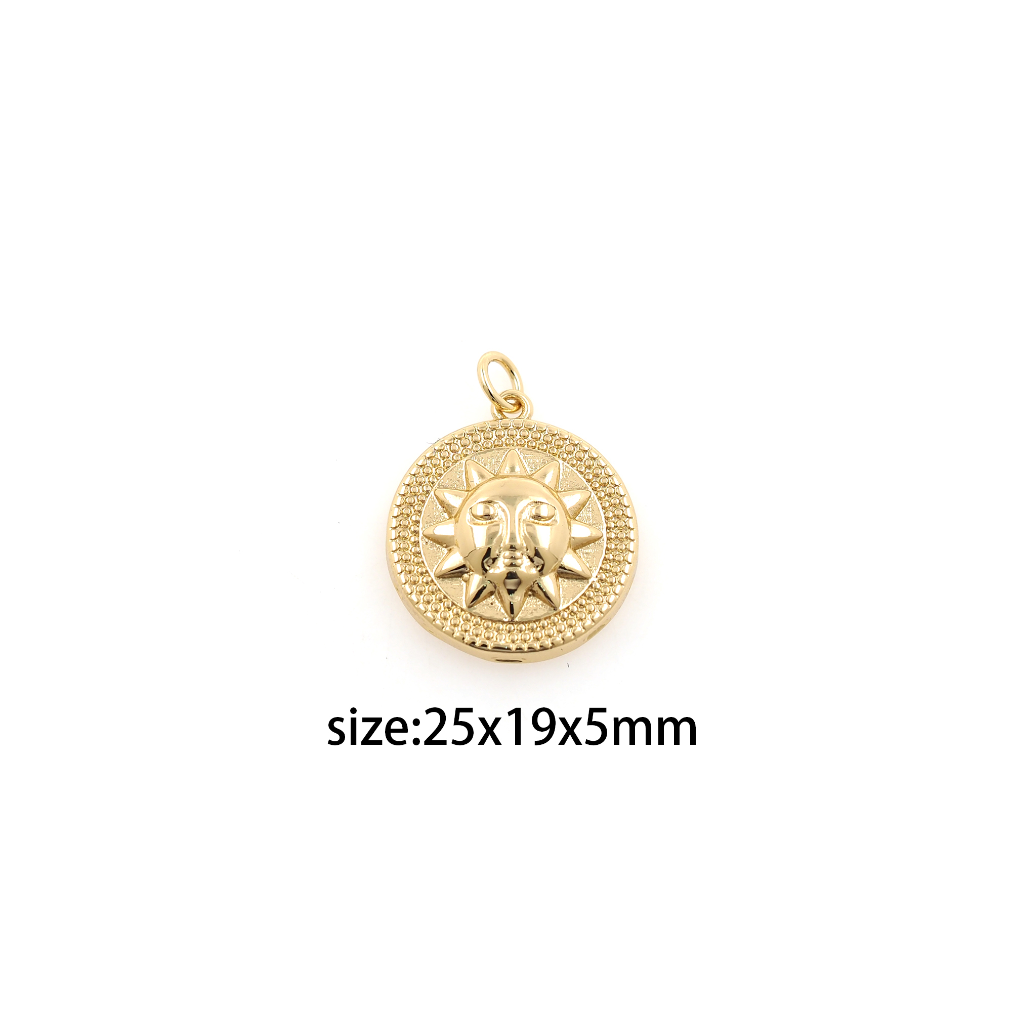 18K Gold Filled Sun Pendant,Dainty Sun Face Charm Earrings Necklace for DIY Jewelry Making Supply