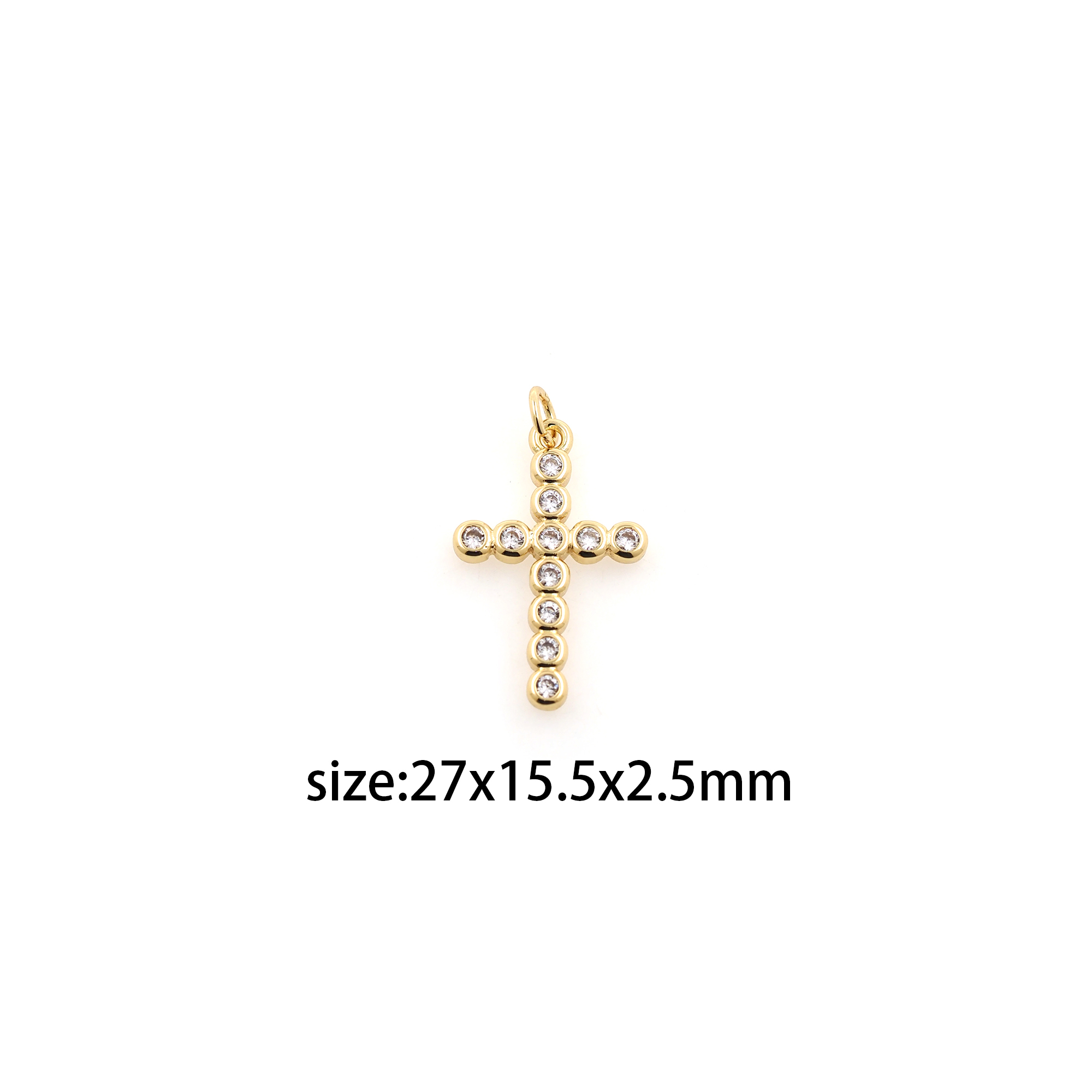 18K Gold Filled Cross Pendant,CZ Micro Pave Cross Charm Earrings Necklace for DIY Jewelry Making Supply
