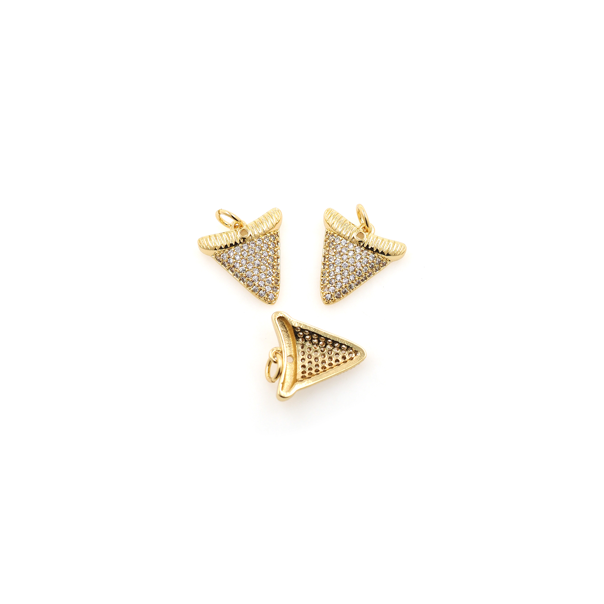 18K Gold Filled Triangle Pendant,CZ Micro Pave Triangle Charm Earrings Necklace for DIY Jewelry Making Supply