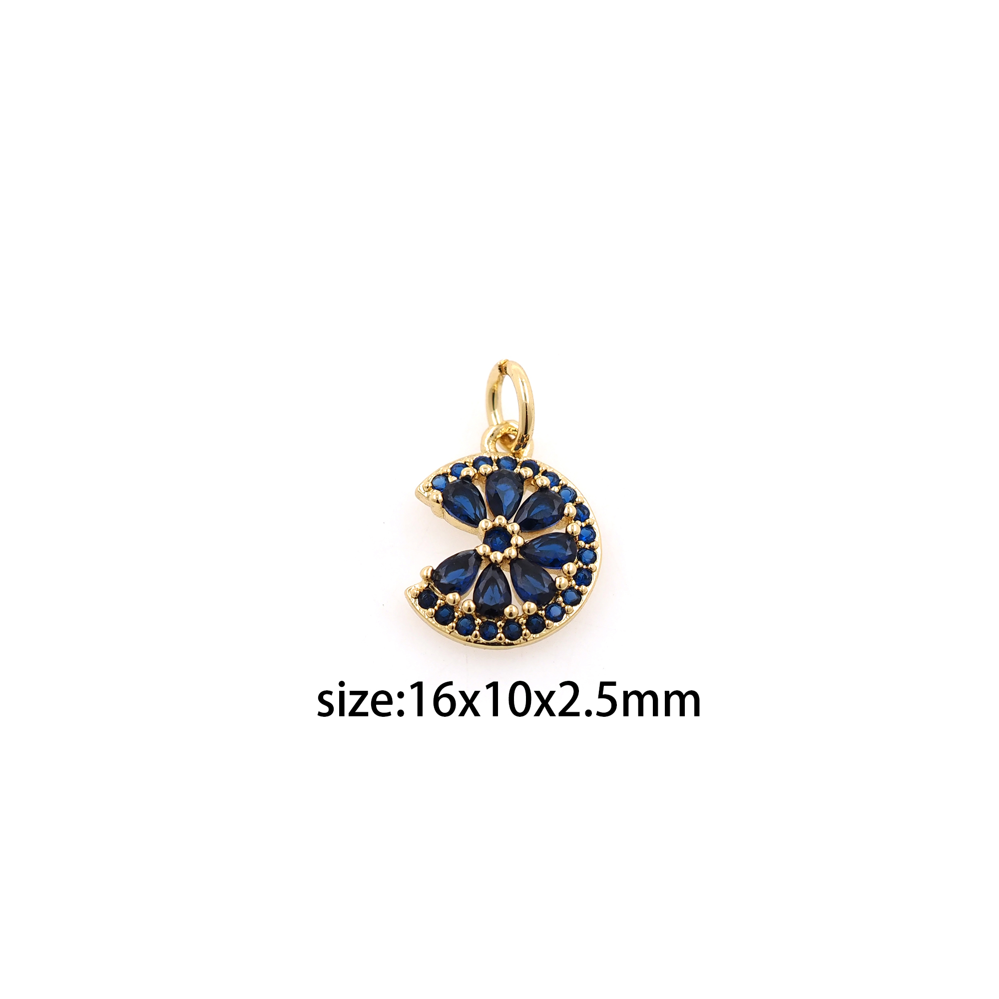 18K Gold Filled Flower Pendant,CZ Micro Pave Flower Charm Earrings Necklace for DIY Jewelry Making Supply