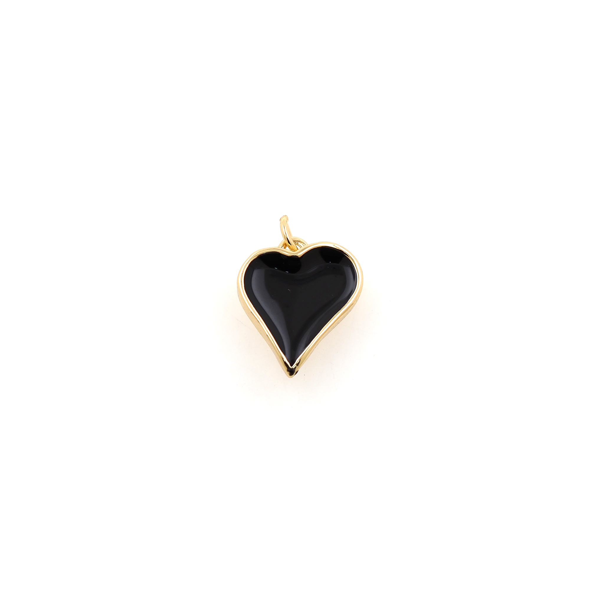 18K Gold Filled Heart Pendant,Enamel Heart Charm Earrings Necklace for DIY Jewelry Making Supply