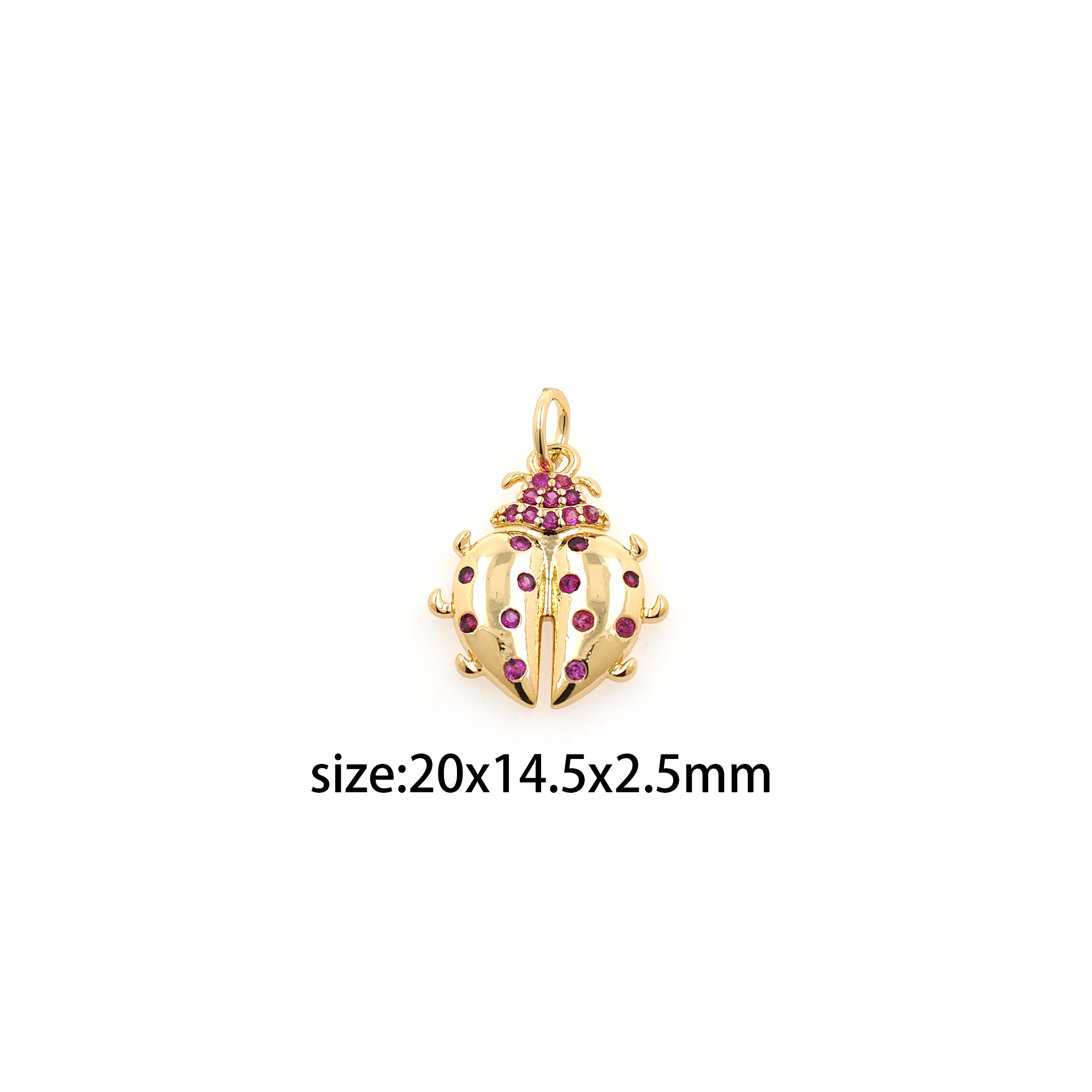 18K Gold Filled Ladybug Pendant,CZ Micro Pave Insect Charm Earrings Necklace for DIY Jewelry Making Supply