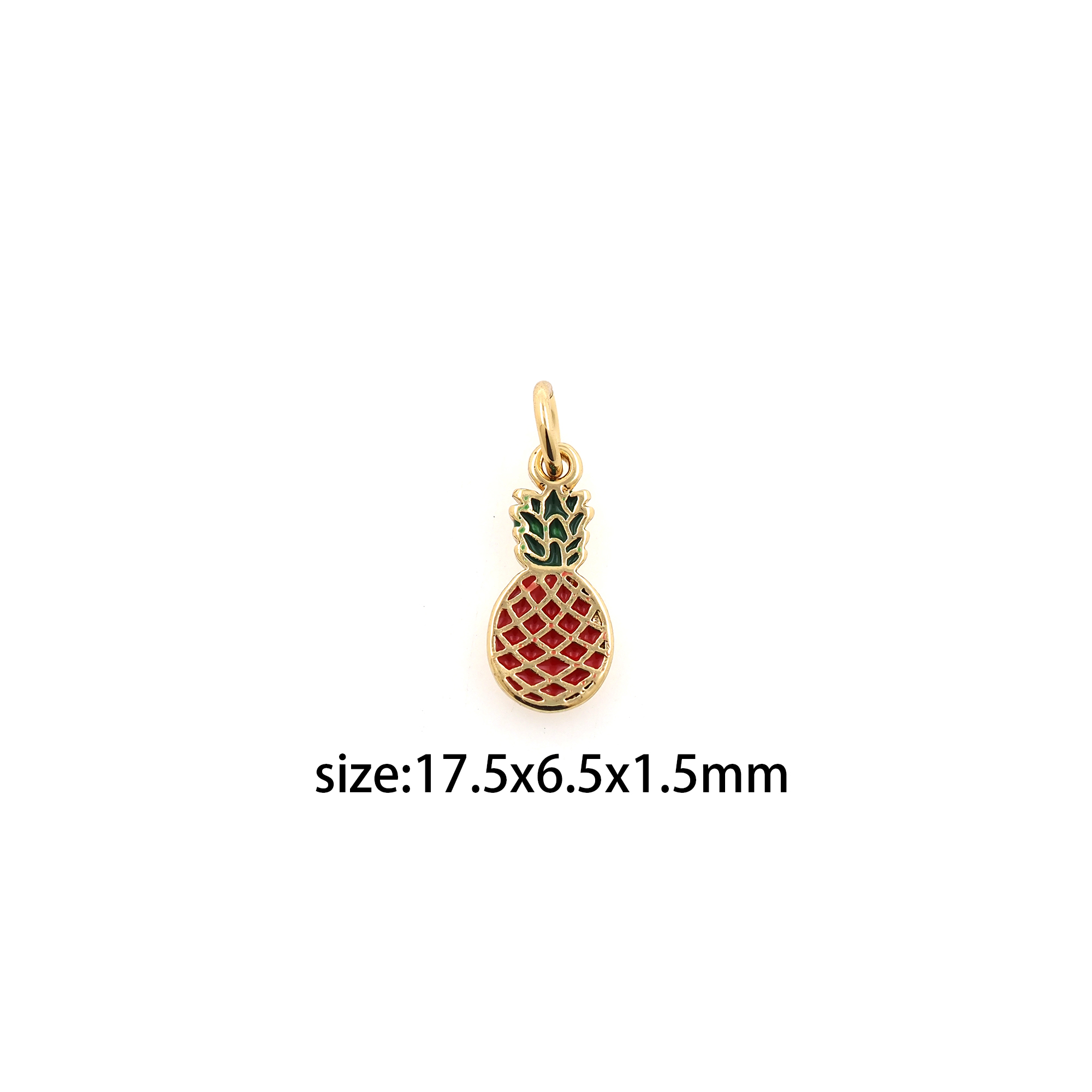 18K Gold Filled Pineapple Pendant,Enamel Fruit Charm Earrings Necklace for DIY Jewelry Making Supply