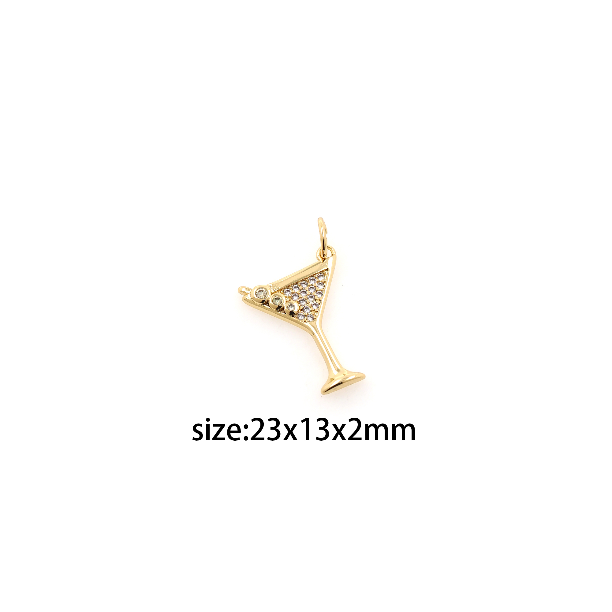 18K Gold Filled Wine Glass Pendant,CZ Micro Pave Wine Glass Charm Earrings Necklace for DIY Jewelry Making Supply