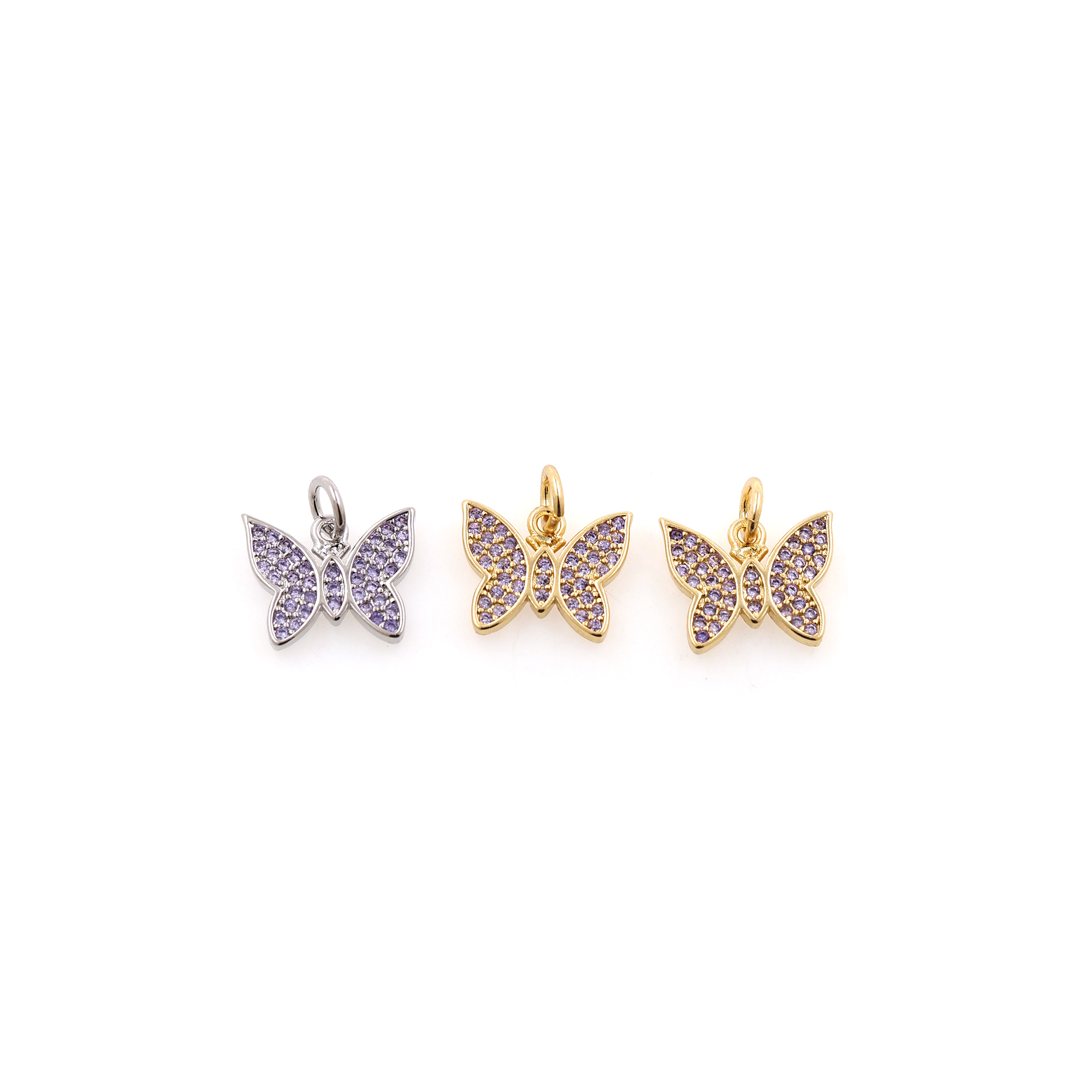 18K Gold Filled Butterfly Pendant,CZ Micro Pave Butterfly Charm Earrings Necklace for DIY Jewelry Making Supply
