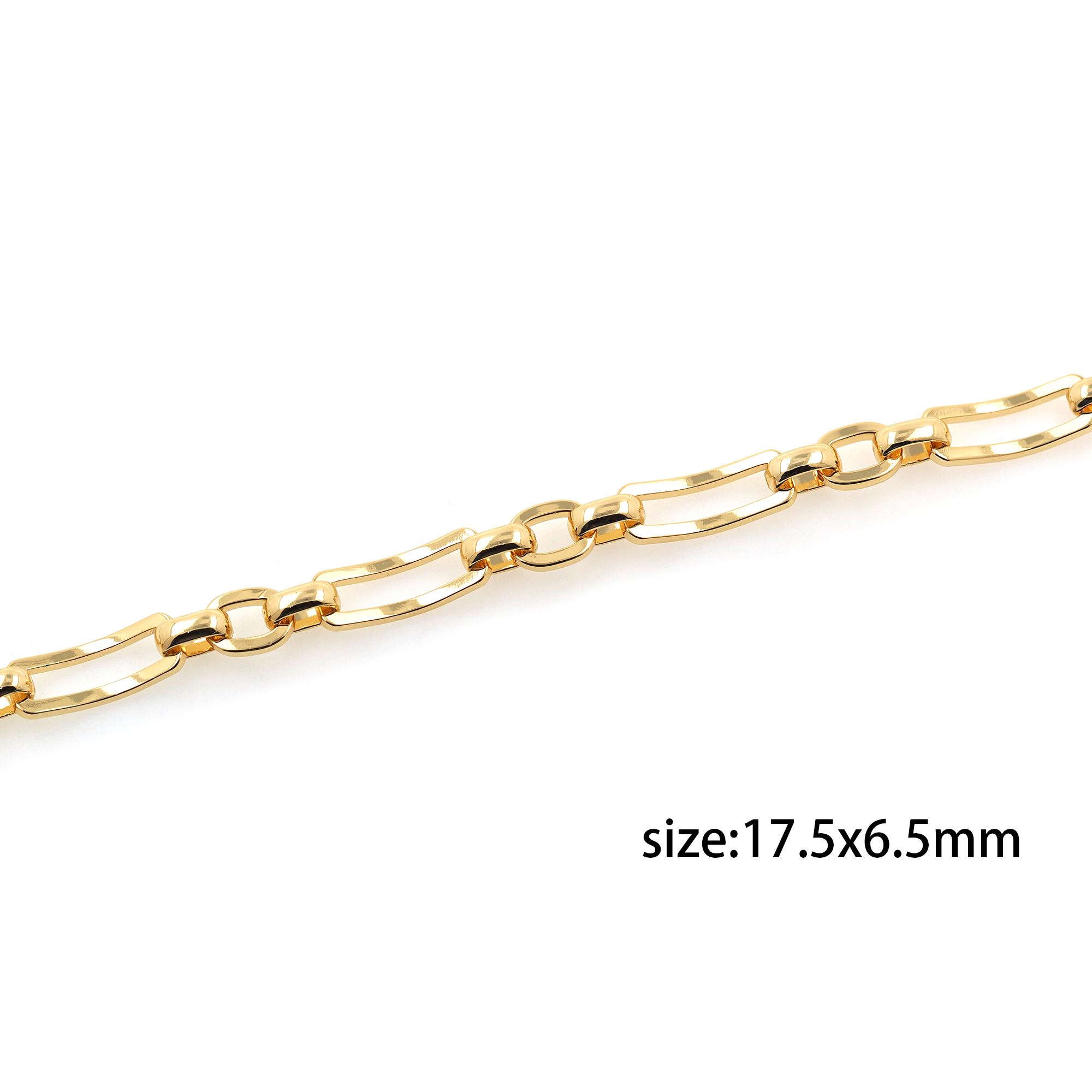 18K Gold Filled Rectangle Chain Necklace,Minimalist Link Chain,Gold Rectangle Chain Necklace for Women DIY Jewelry Making Supply