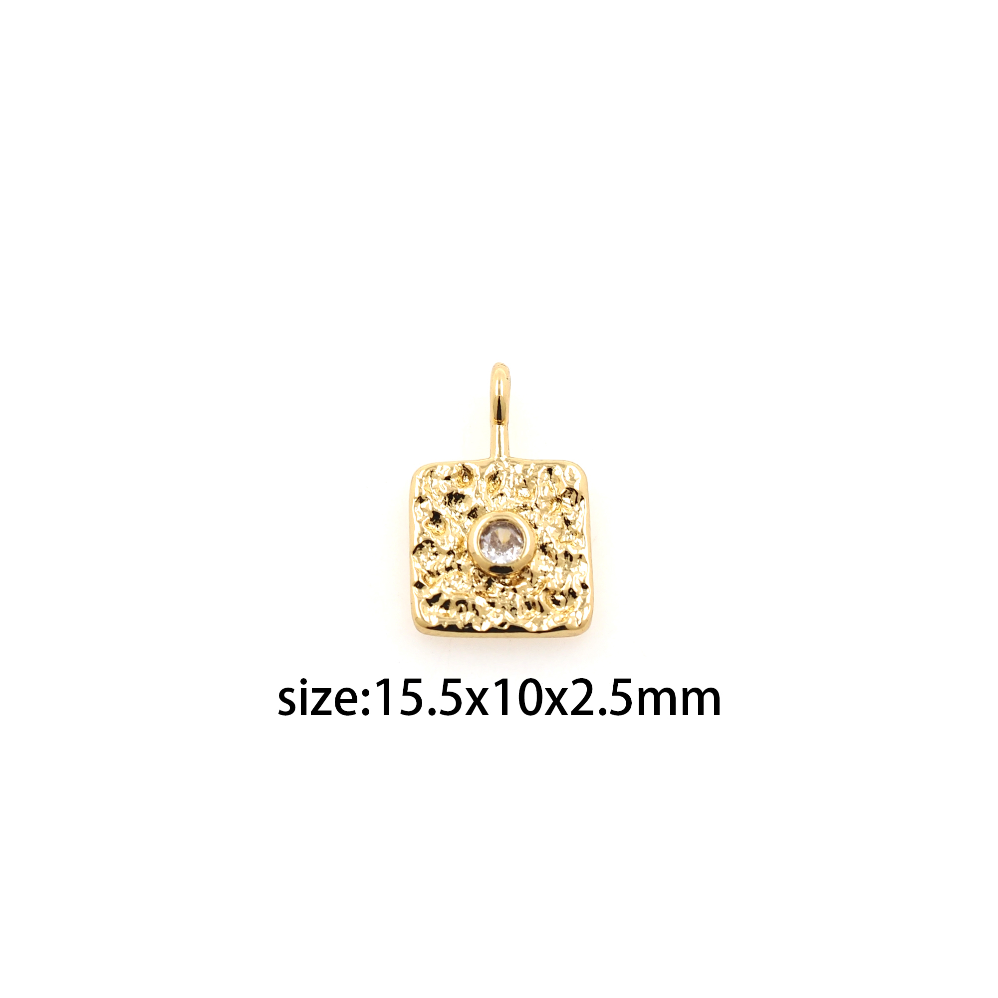 18K Gold Filled Square Pendant,CZ Micro Pave Square Charm Earrings Necklace for DIY Jewelry Making Supply