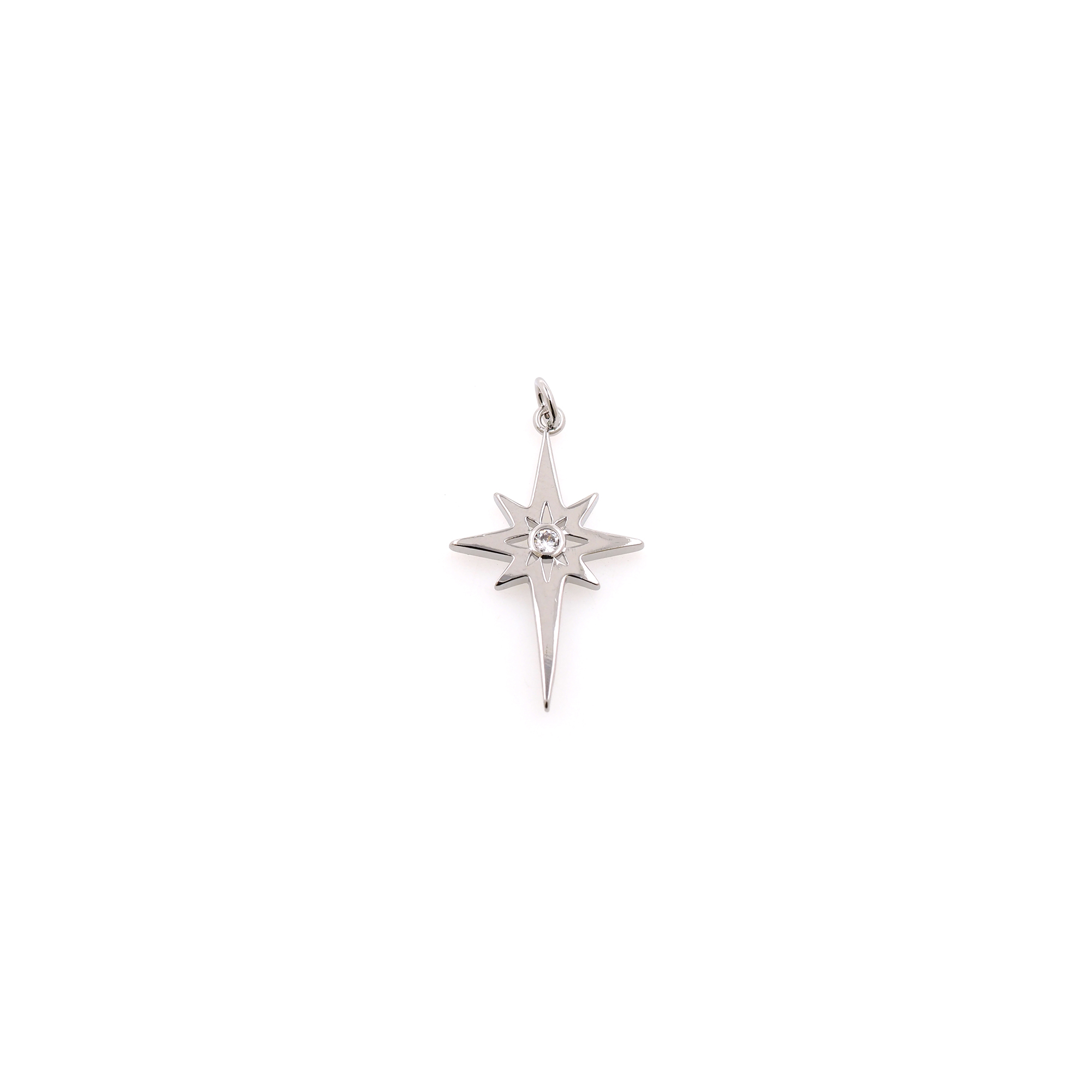 18K Gold Filled North Star Pendant,Celestial Charm,CZ Micro Pave Star Earrings Necklace for DIY Jewelry Making Supply