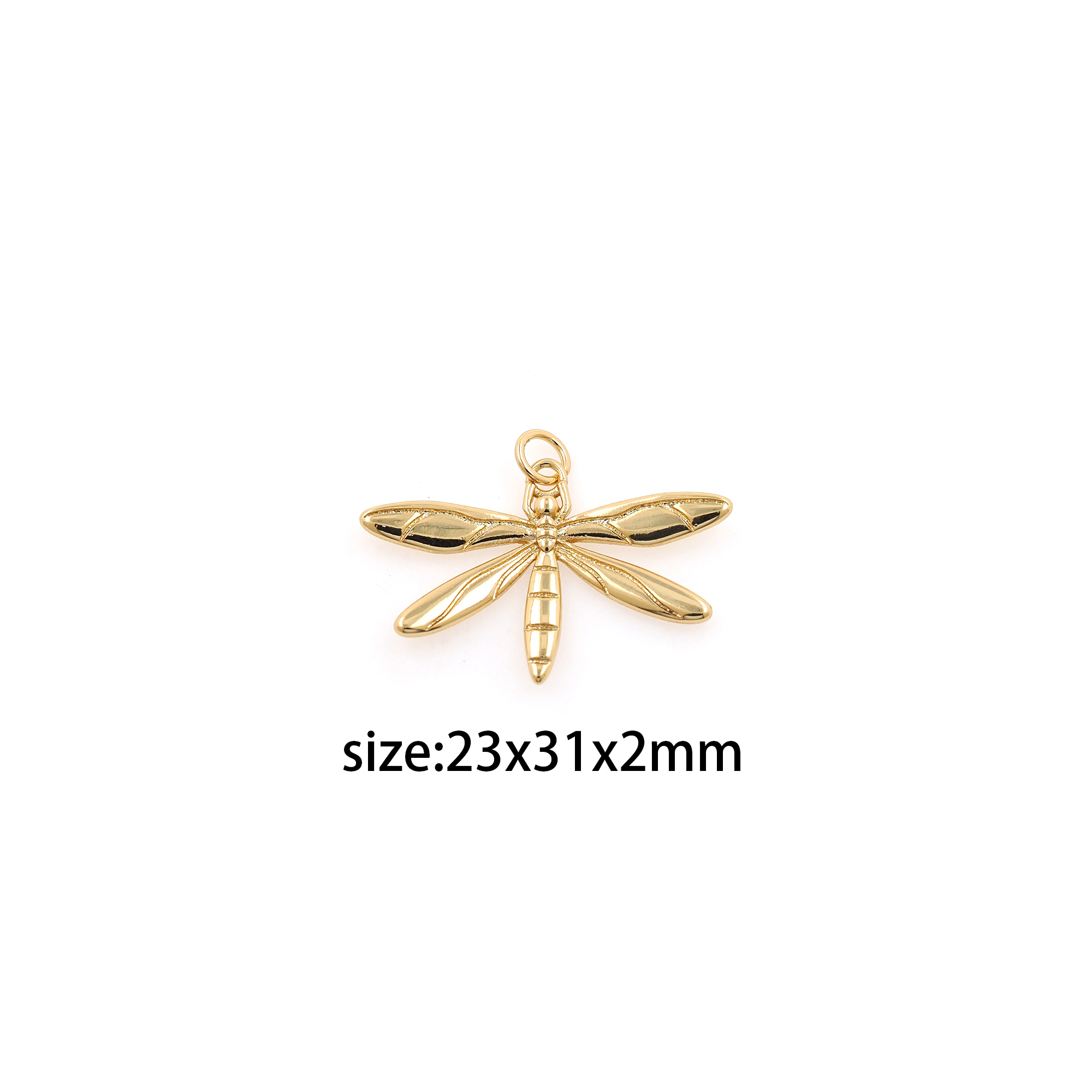 18K Gold Filled Dragonfly Pendant,Dainty Insect Charm Earrings Necklace for DIY Jewelry Making Supply