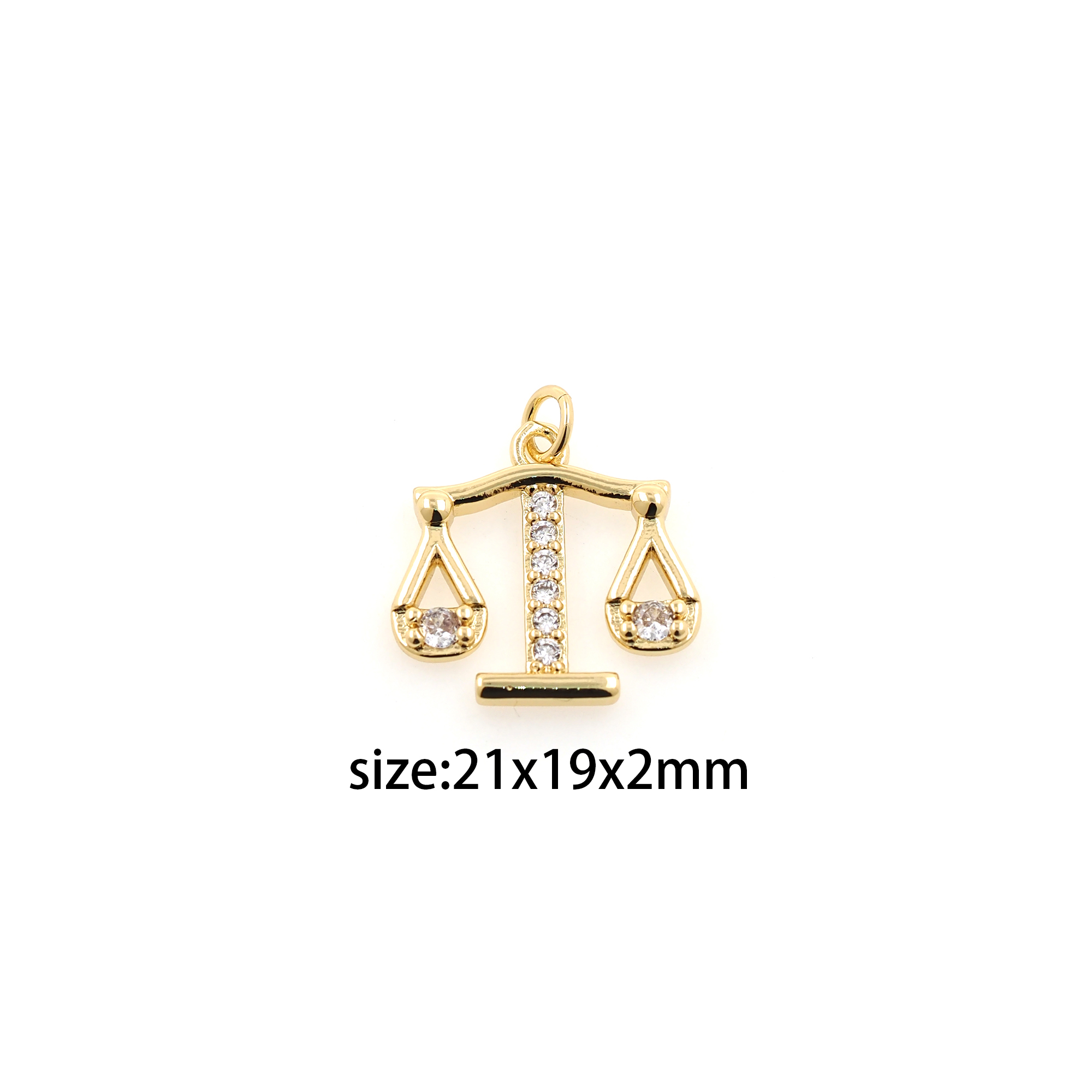 18K Gold Filled Libra Pendant,Zodiac Charm,CZ Micro Pave Libra Earrings Necklace for DIY Jewelry Making Supply