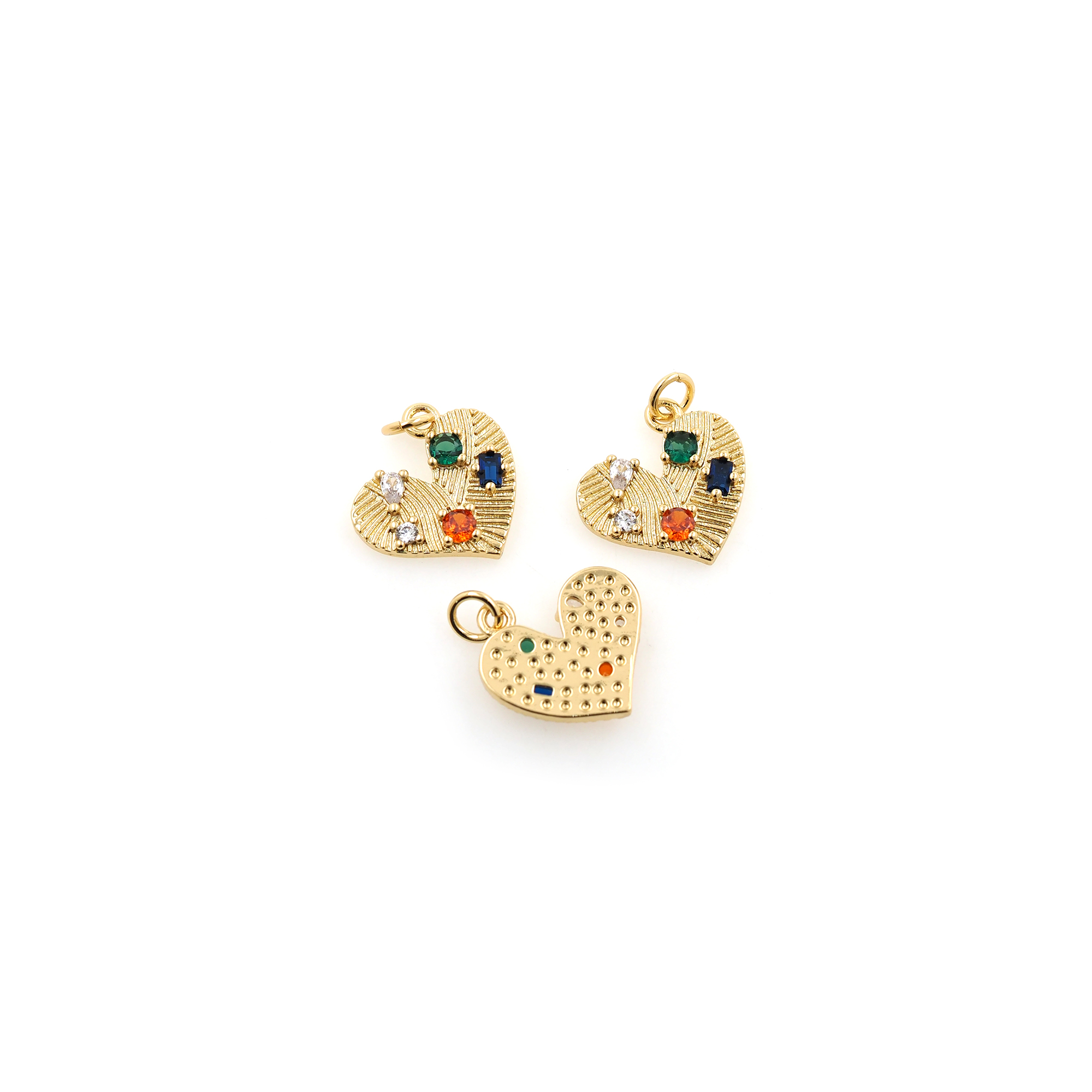 18K Gold Filled Heart Pendant,CZ Micro Pave Heart Charm Earrings Necklace for DIY Jewelry Making Supply